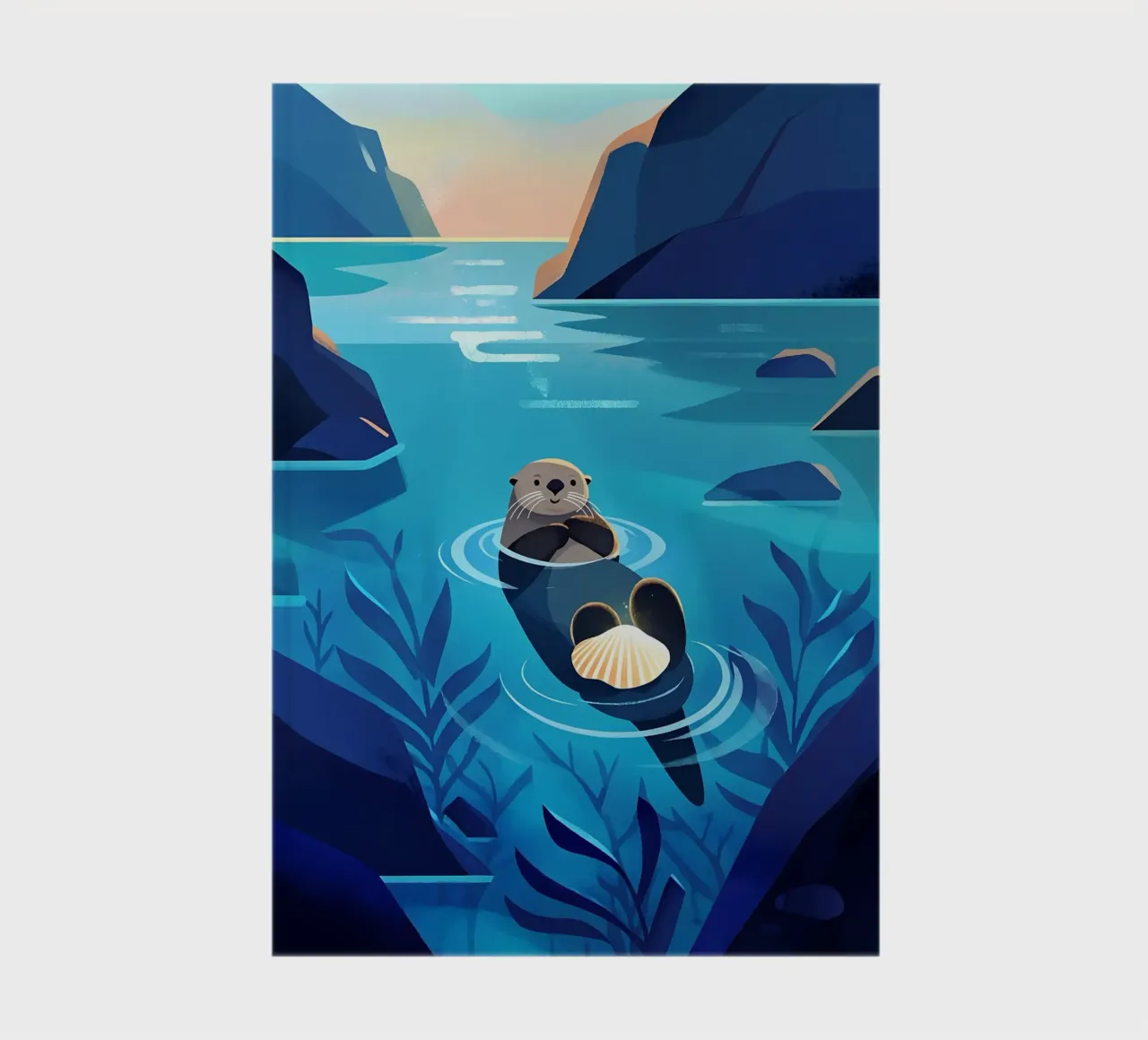 Feeling Like Floating otter Lofi Art notebook by LoFi Gallery