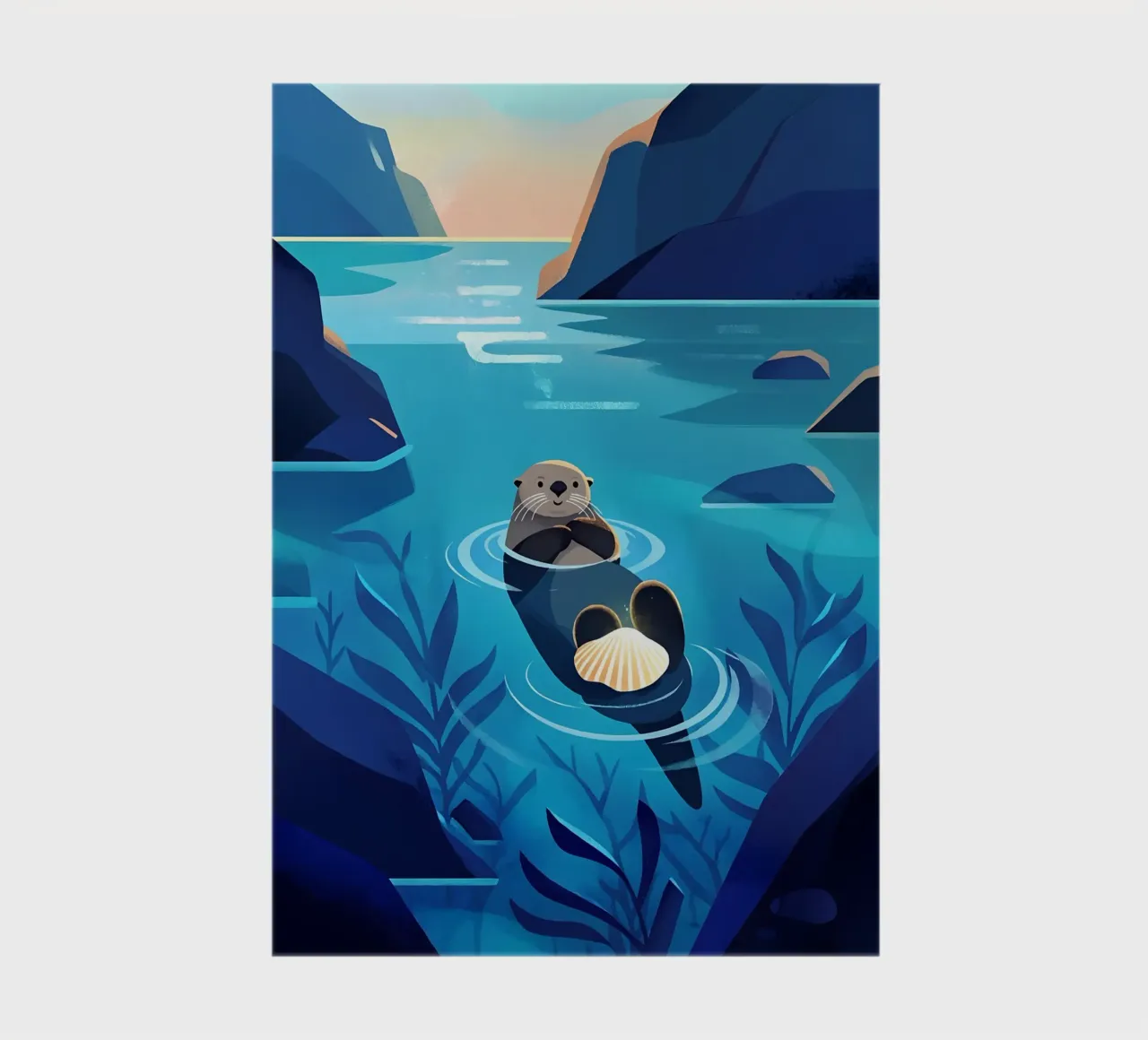 Feeling Like Floating otter Lofi Art notebook by LoFi Gallery