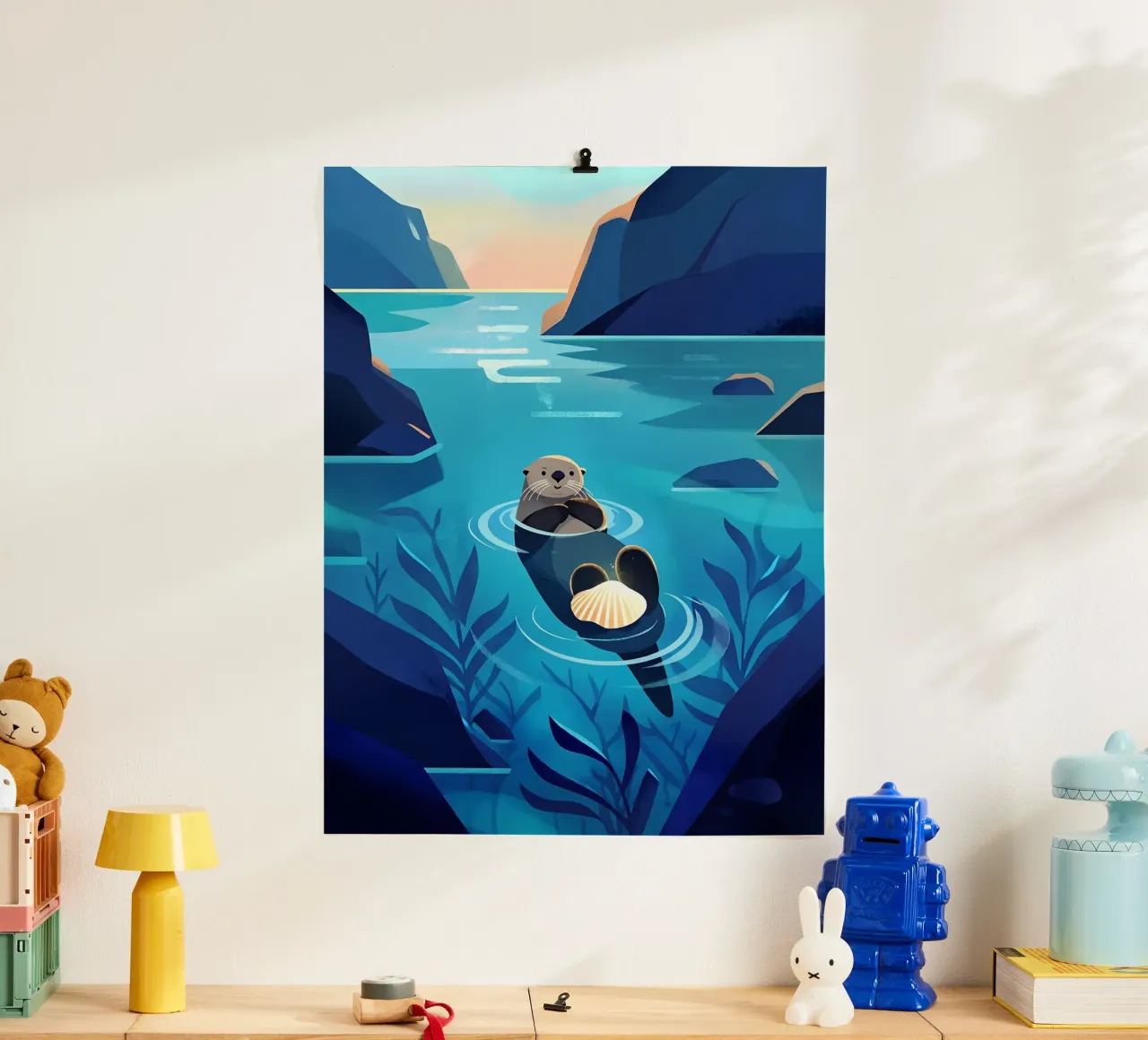 Feeling Like Floating otter Lofi Art poster de LoFi Gallery