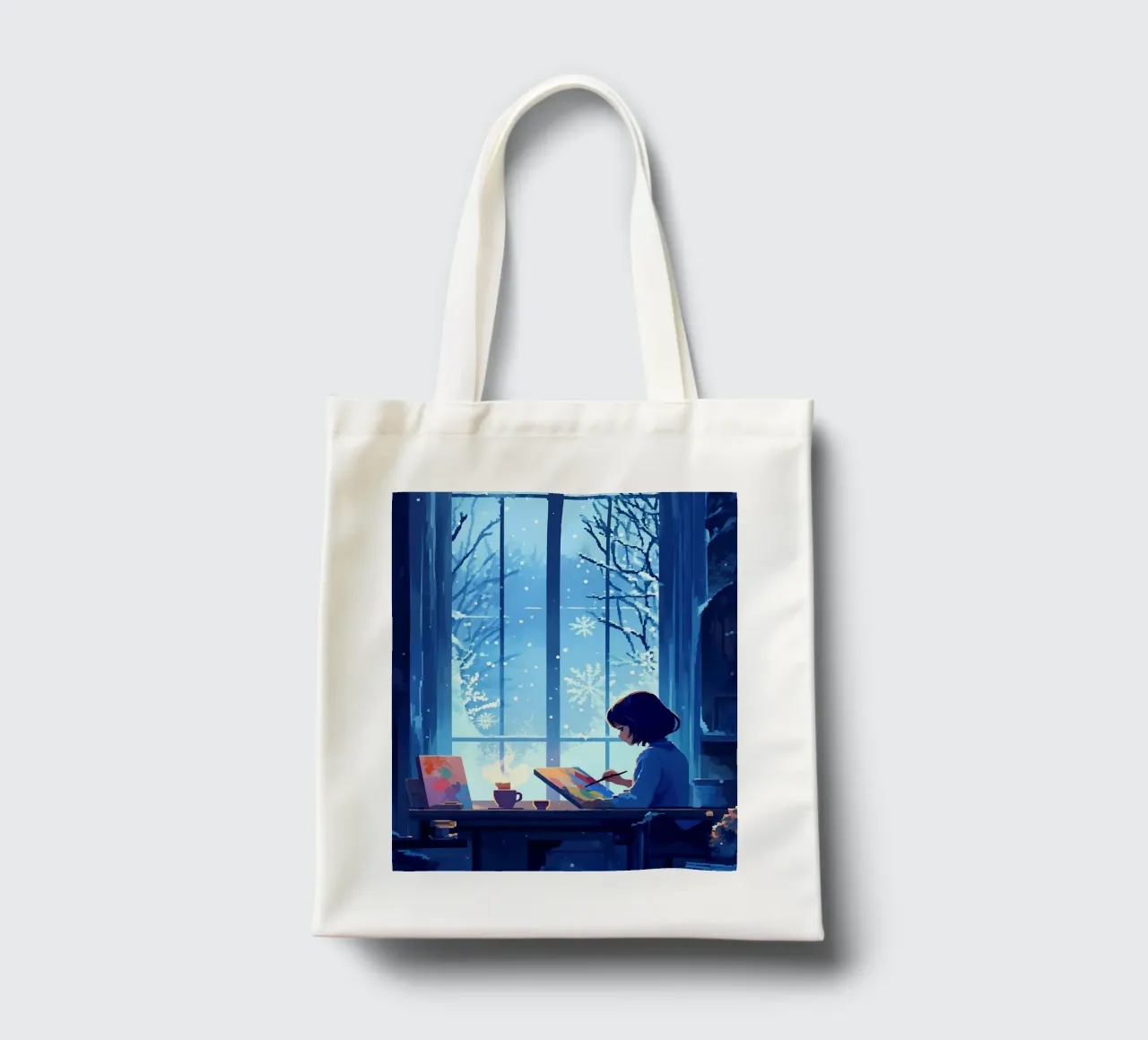 Painting In Winter Night Lofi Art tote bag by LoFi Gallery