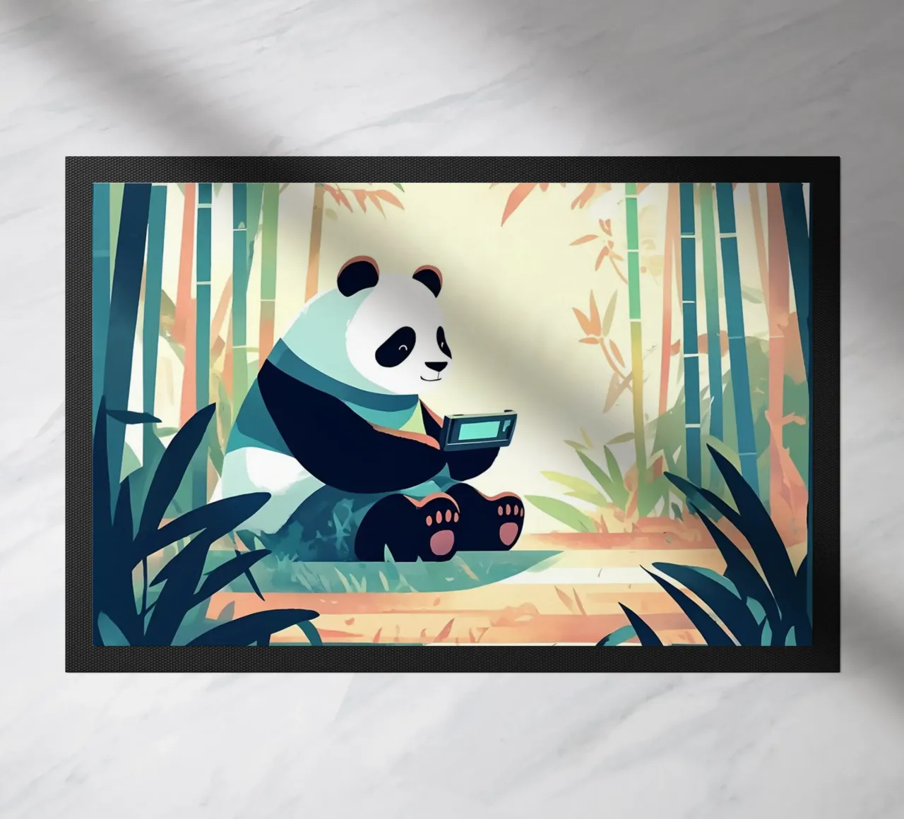 Giocare come Panda nella foresta Lofi Art zerbino da LoFi Gallery