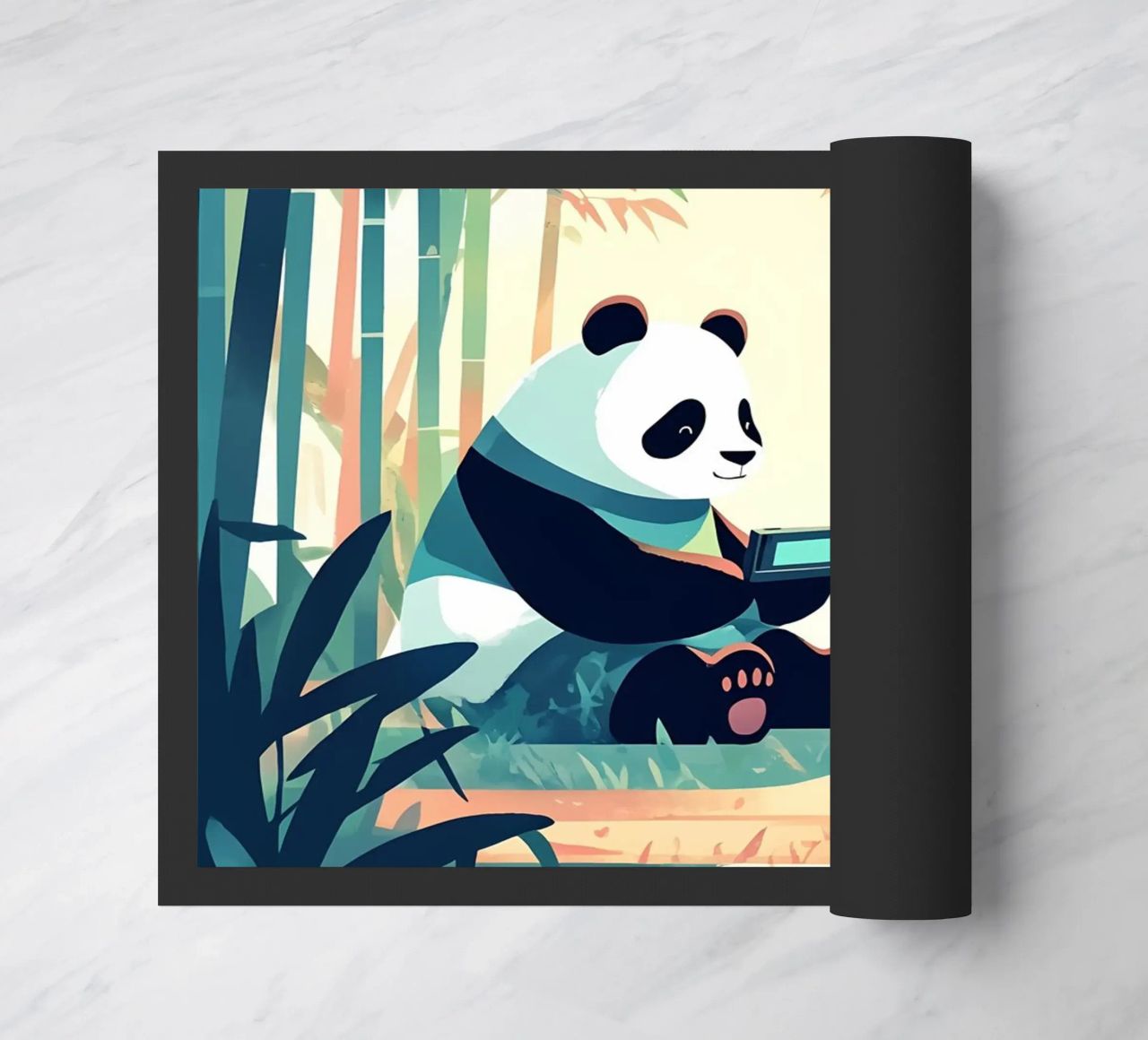 Giocare come Panda nella foresta Lofi Art zerbino da LoFi Gallery