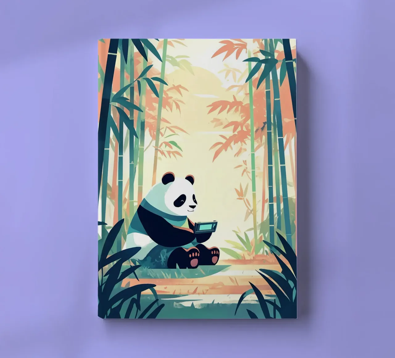 Playing Like Panda In Forest Lofi Art notebook by LoFi Gallery