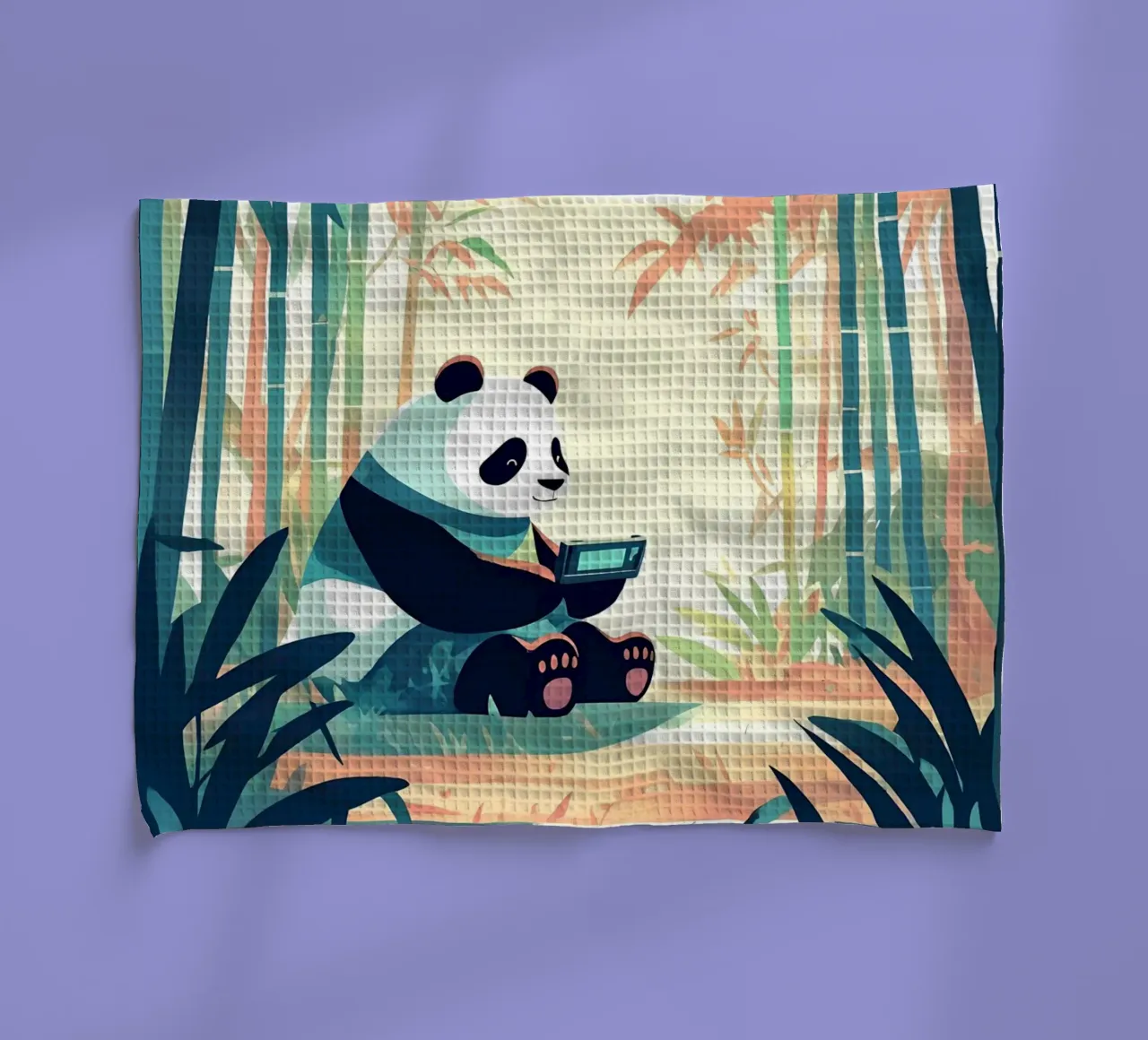 Jouer comme un panda dans la forêt Lofi Art torchon de LoFi Gallery