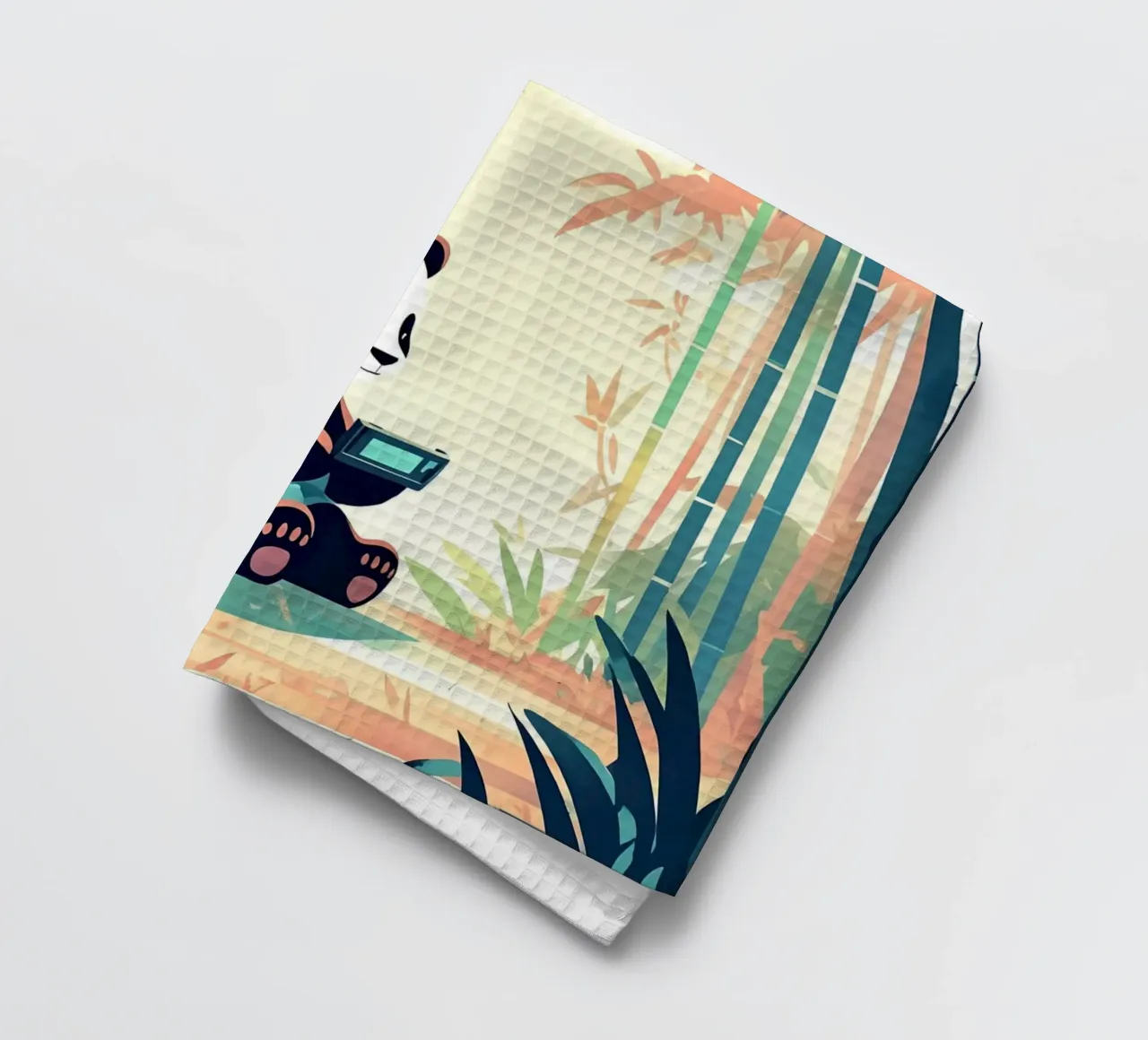 Jouer comme un panda dans la forêt Lofi Art torchon de LoFi Gallery