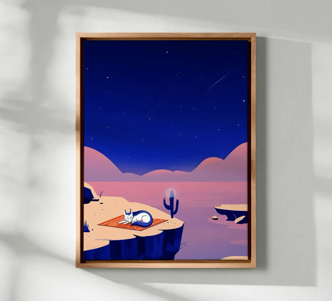 Like A Fox In Desert Lofi Art canvas with Floater frame by LoFi Gallery