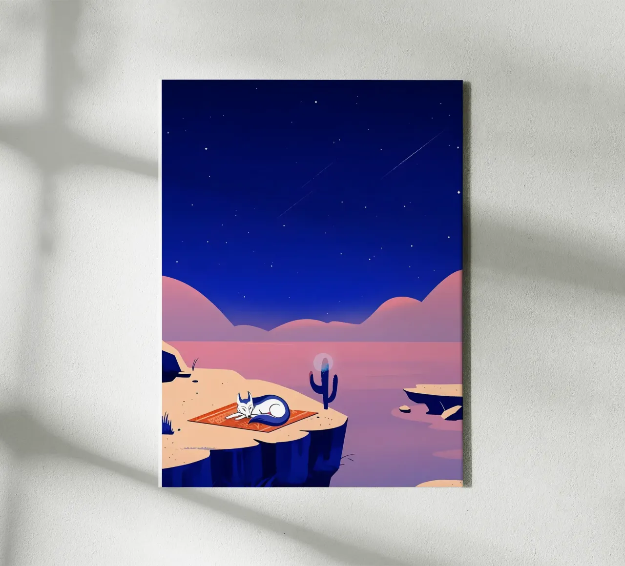 Like A Fox In Desert Lofi Art canvas with Floater frame by LoFi Gallery