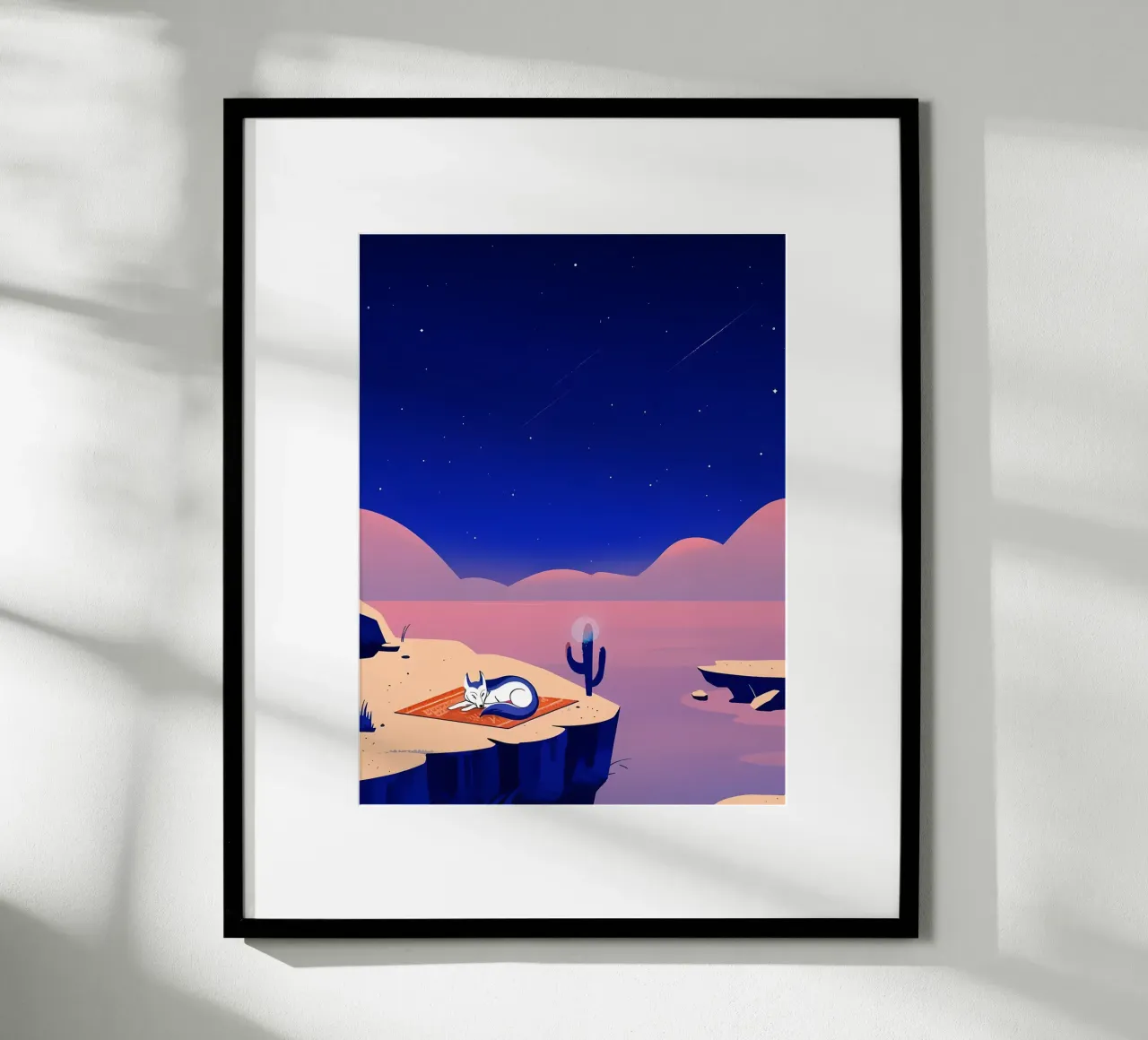 Como un zorro en el desierto Lofi Art poster con marco de plástico de LoFi Gallery