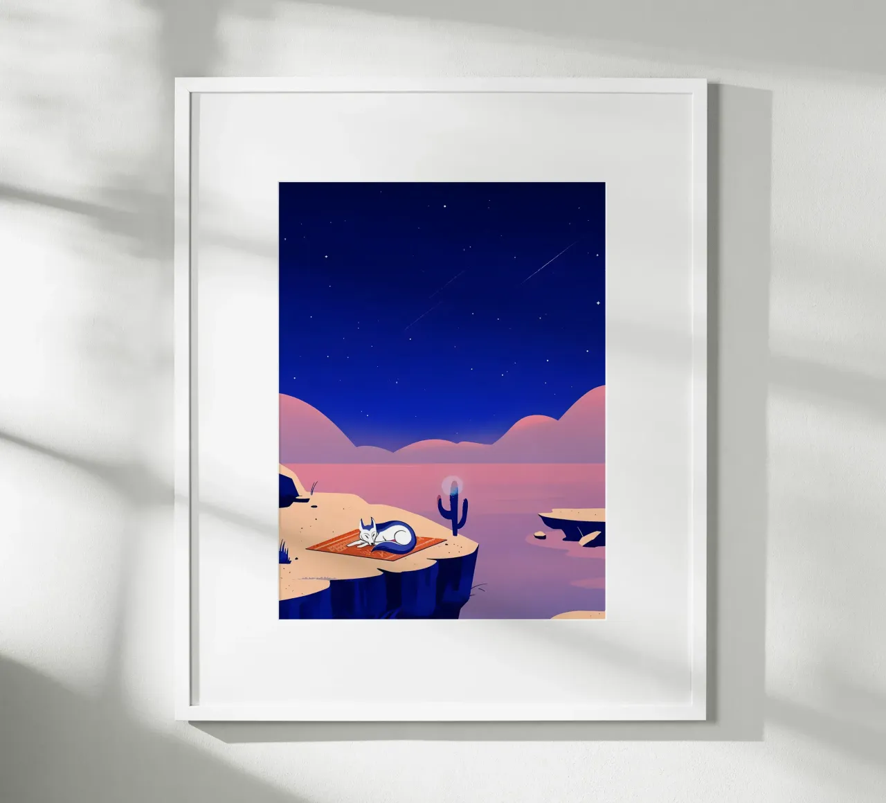 Como un zorro en el desierto Lofi Art poster con marco de plástico de LoFi Gallery