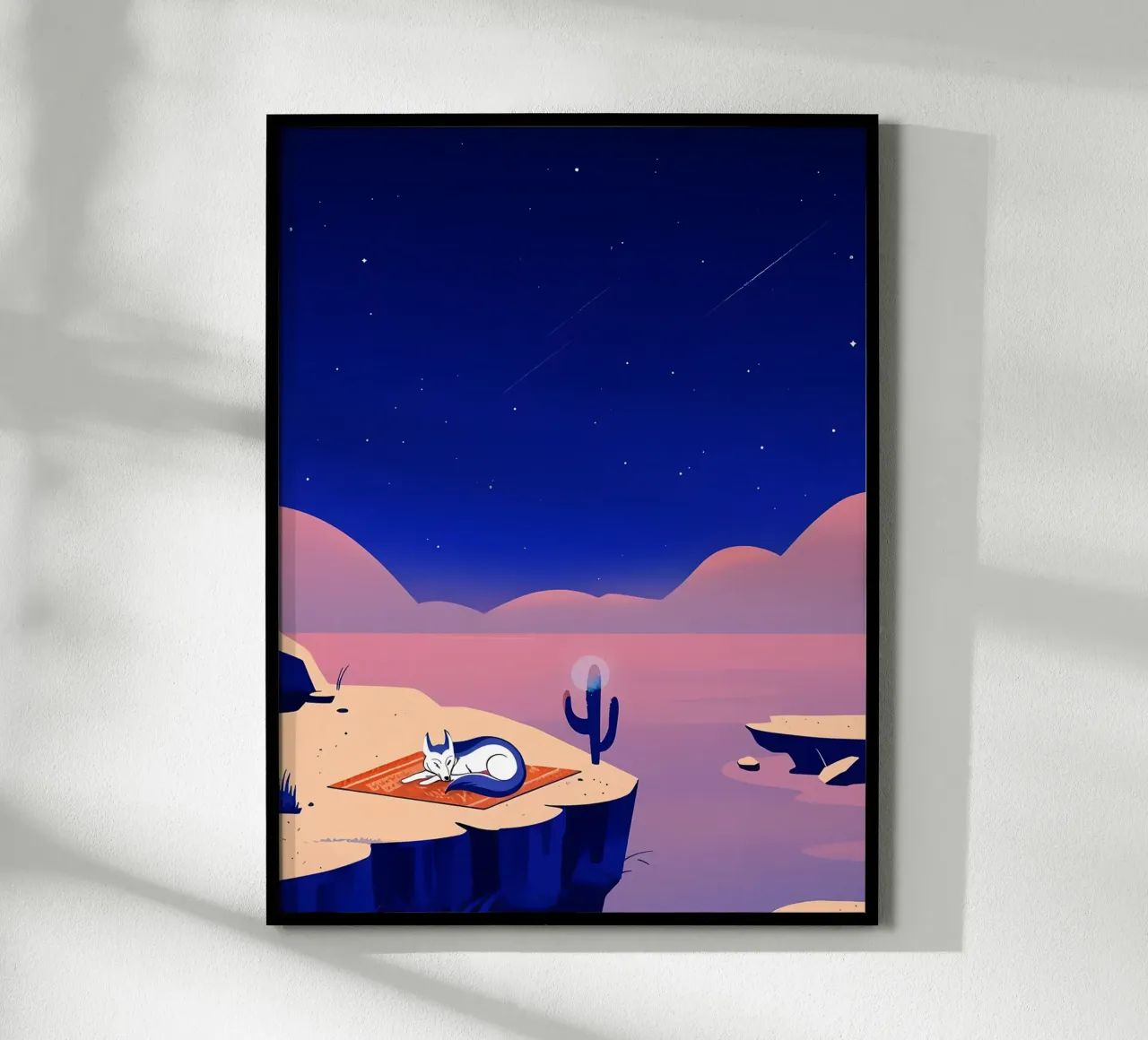 Como un zorro en el desierto Lofi Art poster con marco de plástico de LoFi Gallery