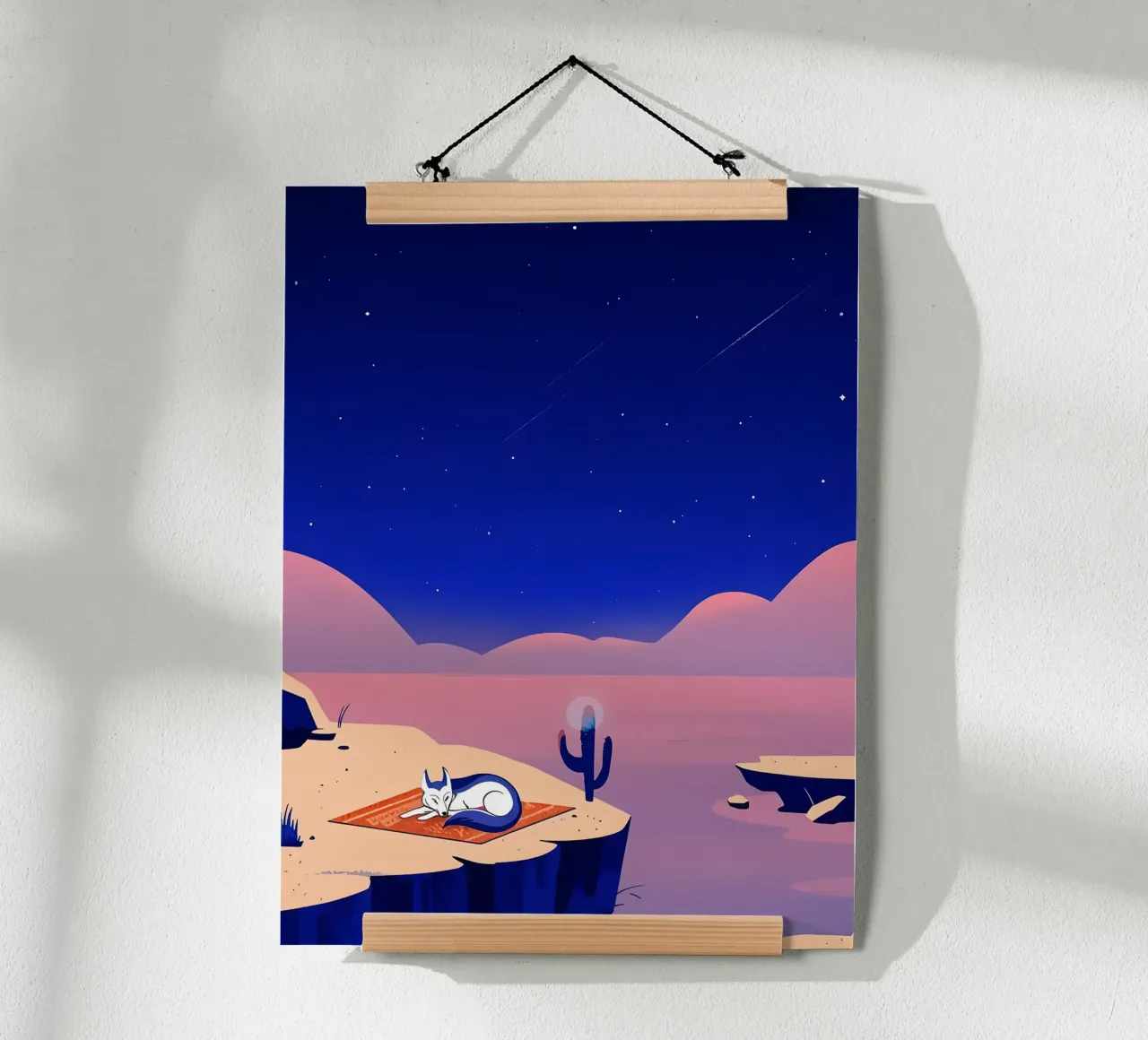 Como un zorro en el desierto Lofi Art poster con marco de plástico de LoFi Gallery