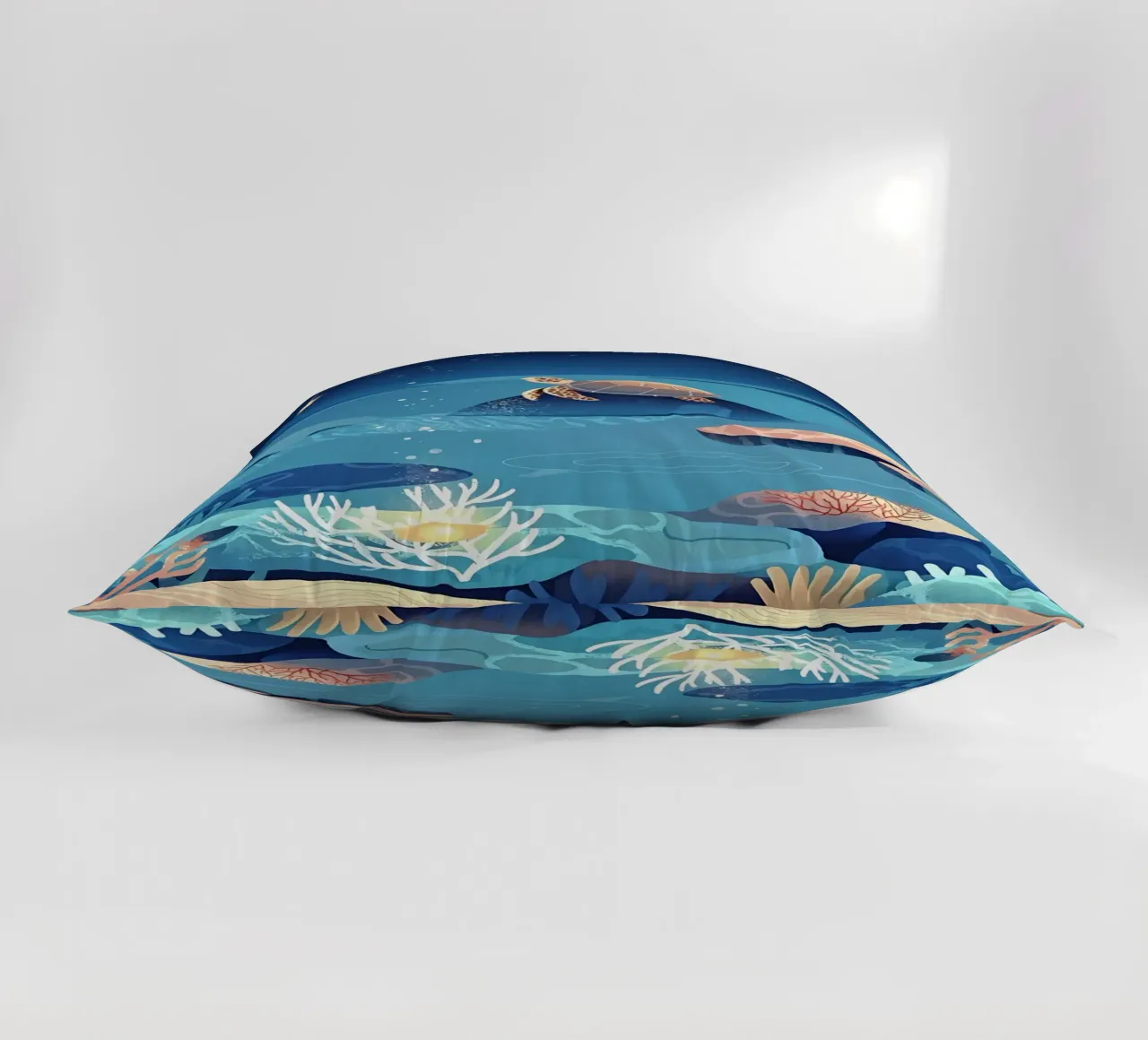 Turtle In Sea Lofi Art decorative cushion by LoFi Gallery