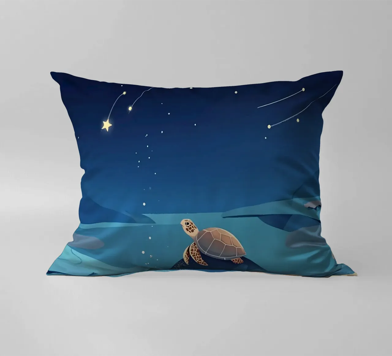 Turtle In Sea Lofi Art decorative cushion by LoFi Gallery