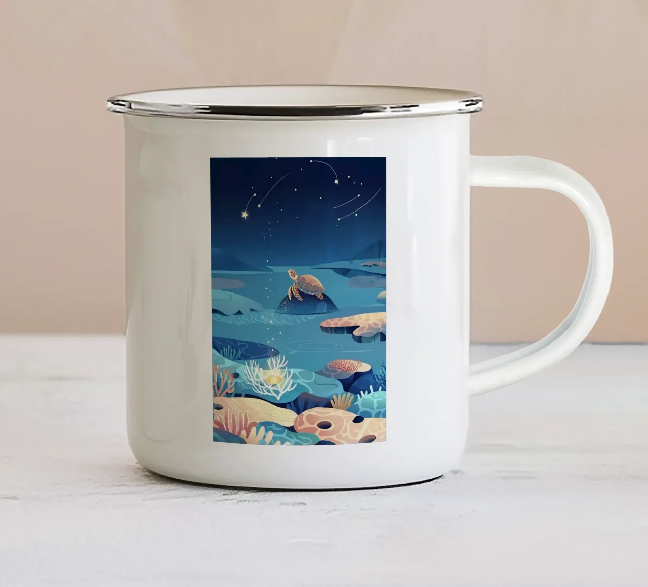 Tartaruga in mare Lofi Art tazza in smalto da LoFi Gallery