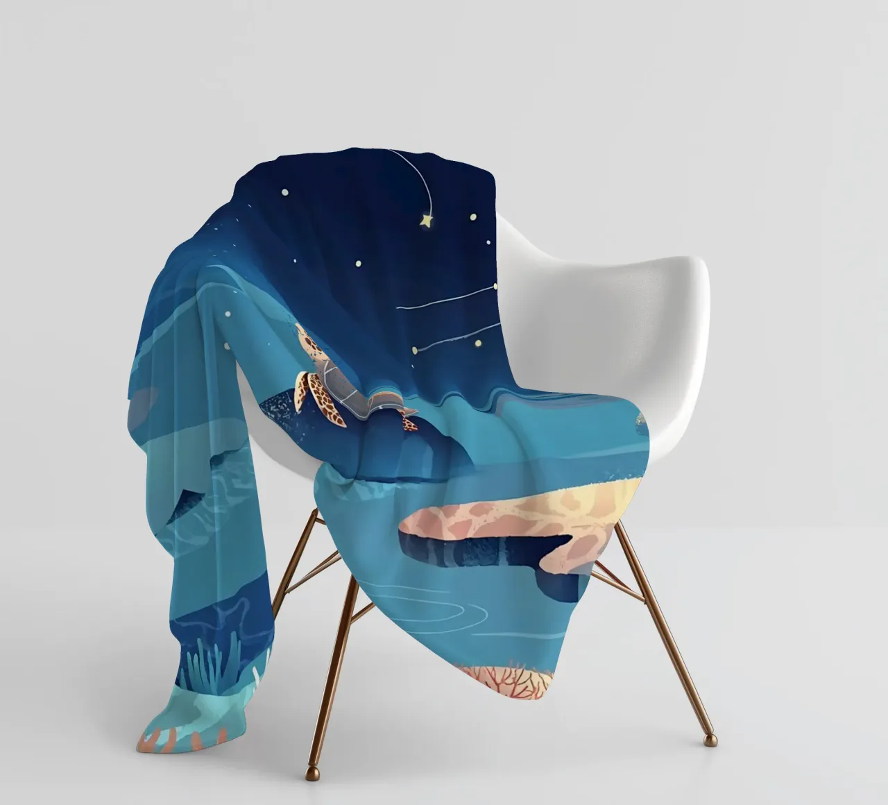Tartaruga in mare Lofi Art coperta in pile da LoFi Gallery
