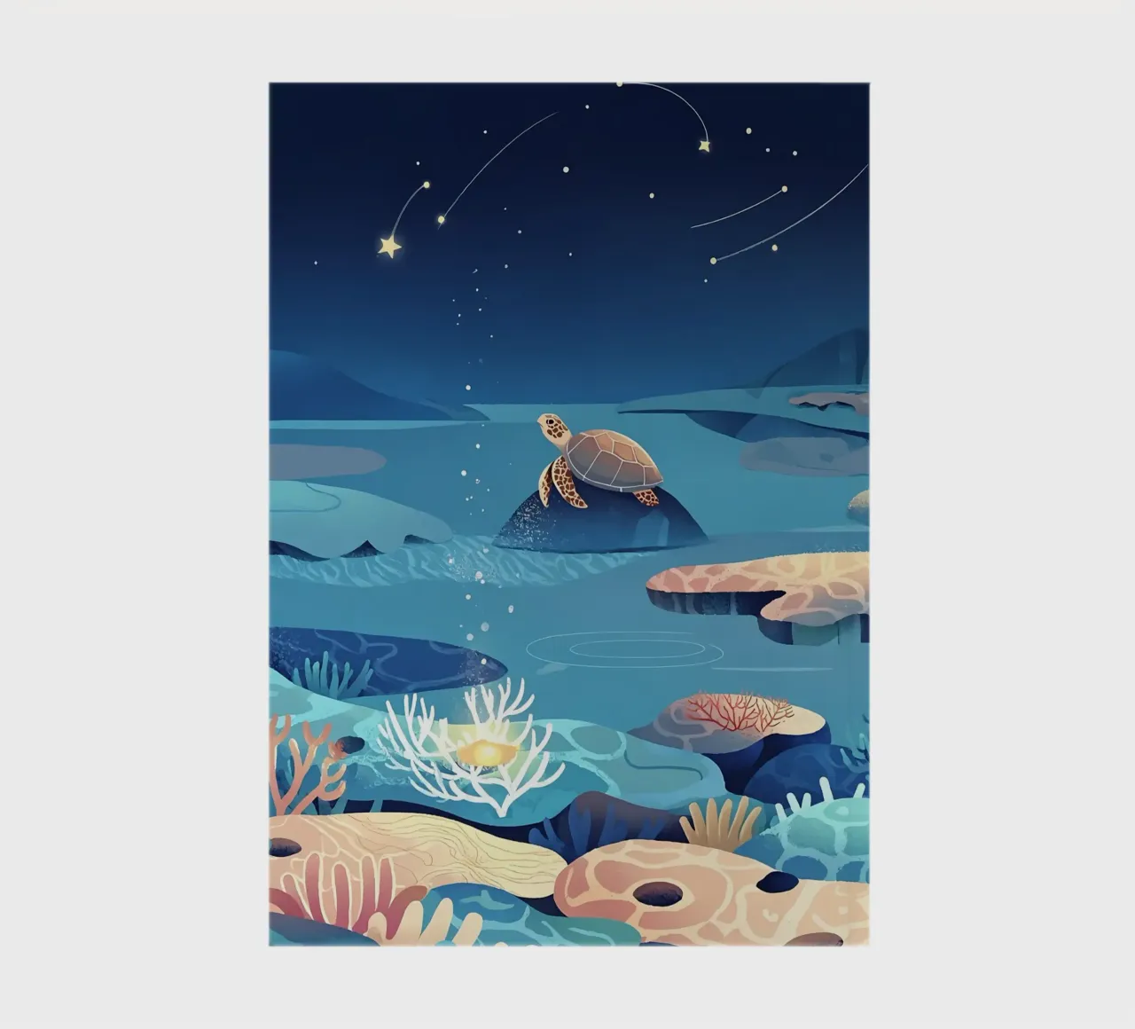 Turtle In Sea Lofi Art notebook by LoFi Gallery