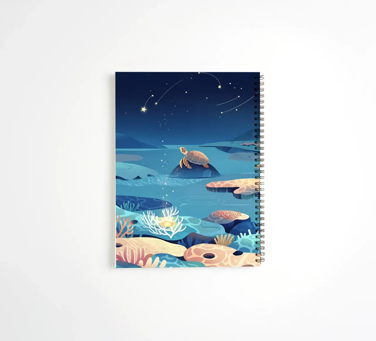 Turtle In Sea Lofi Art spiral notebook by LoFi Gallery
