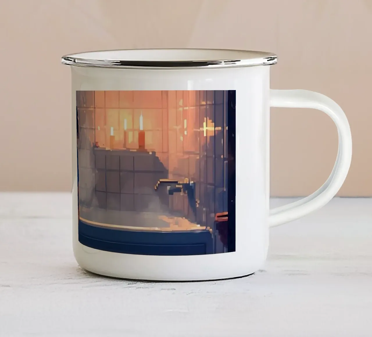 Ragazza nella vasca da bagno Lofi Art tazza in smalto da LoFi Gallery