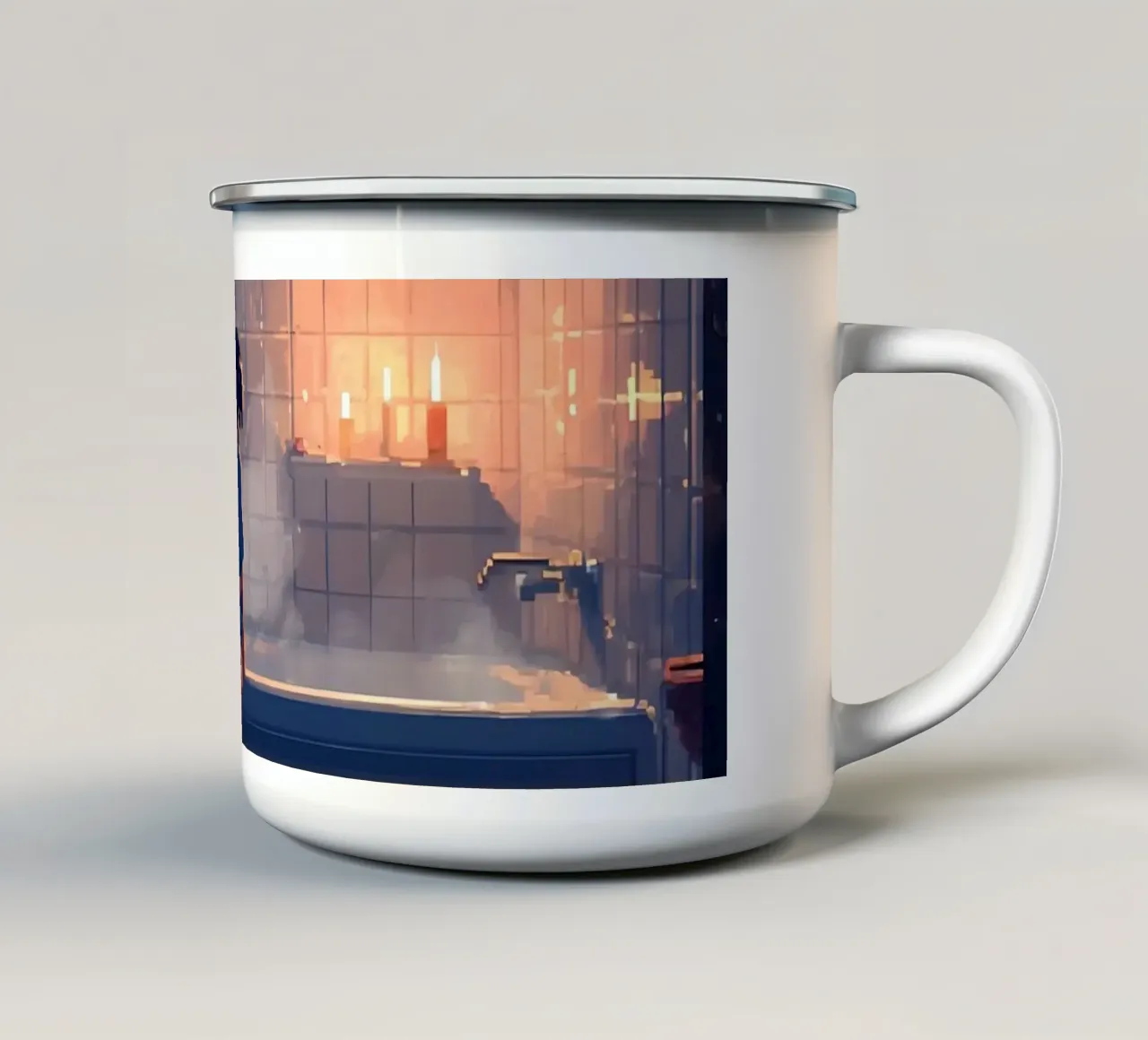 Ragazza nella vasca da bagno Lofi Art tazza in smalto da LoFi Gallery