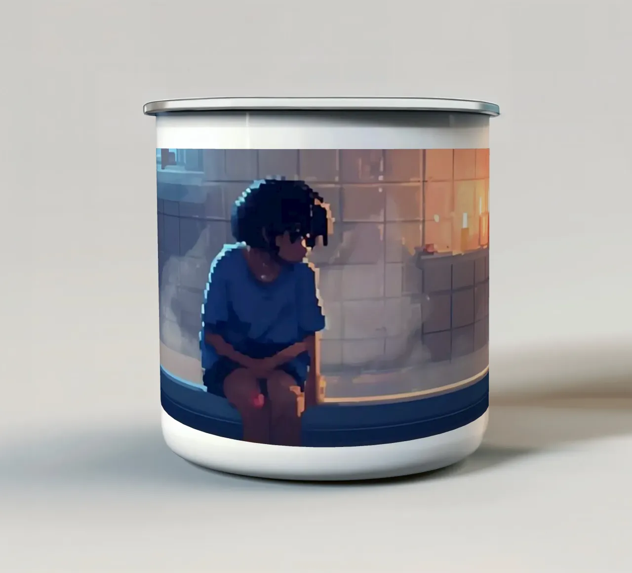 Ragazza nella vasca da bagno Lofi Art tazza in smalto da LoFi Gallery