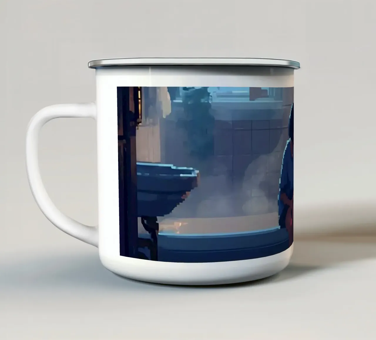 Ragazza nella vasca da bagno Lofi Art tazza in smalto da LoFi Gallery