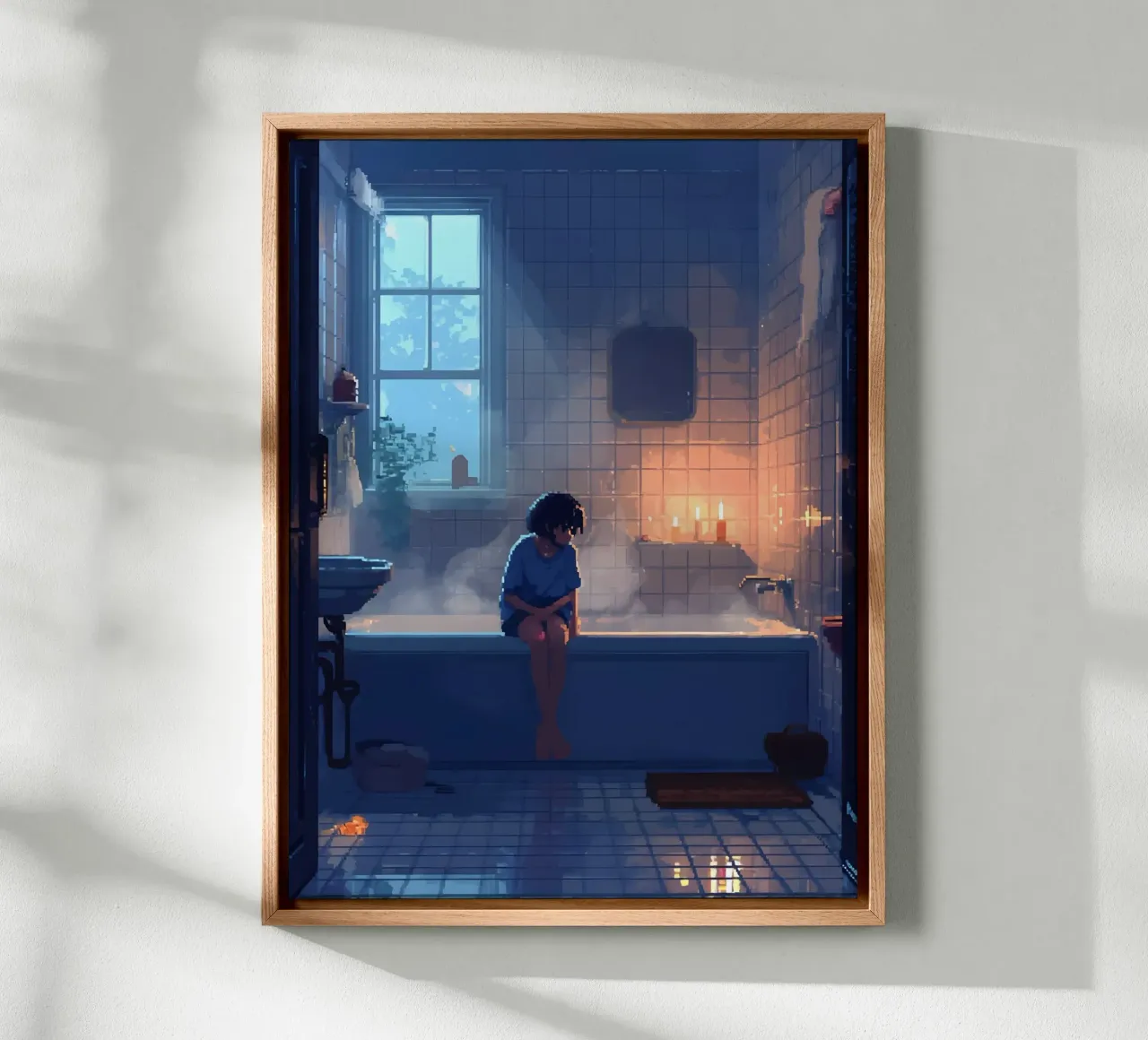 Meisje in bad Lofi Kunst canvas met Baklijst van LoFi Gallery