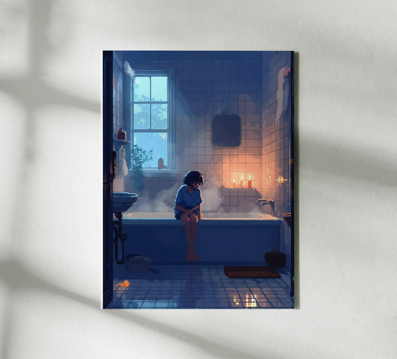 Meisje in bad Lofi Kunst canvas met Baklijst van LoFi Gallery