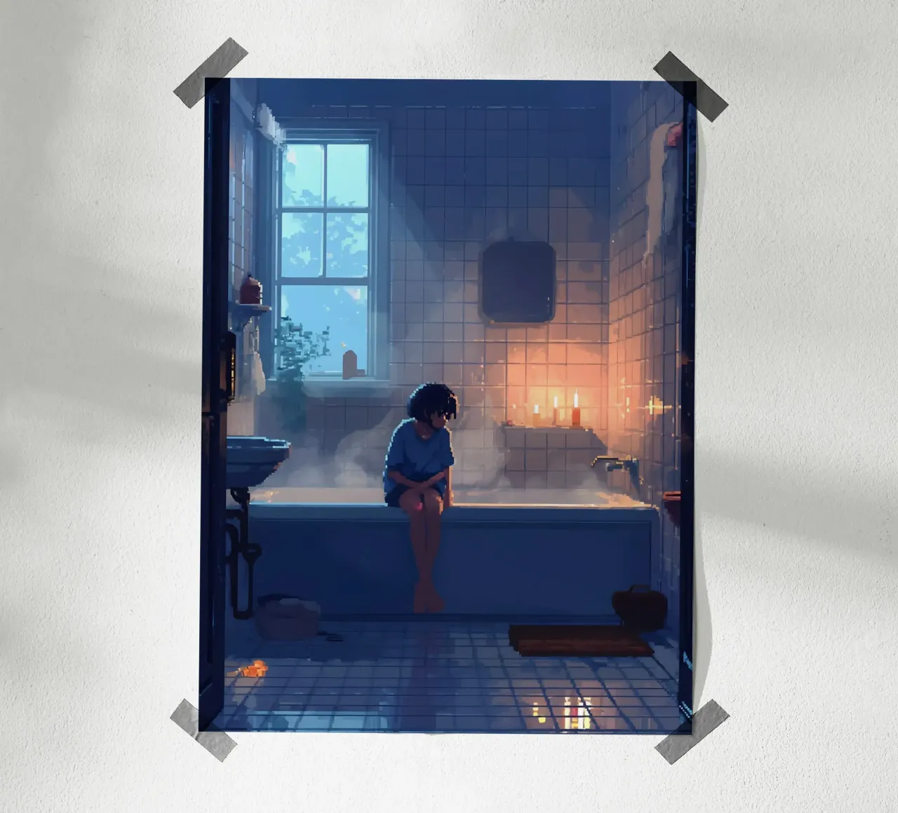 Ragazza nella vasca da bagno Lofi Art poster da LoFi Gallery