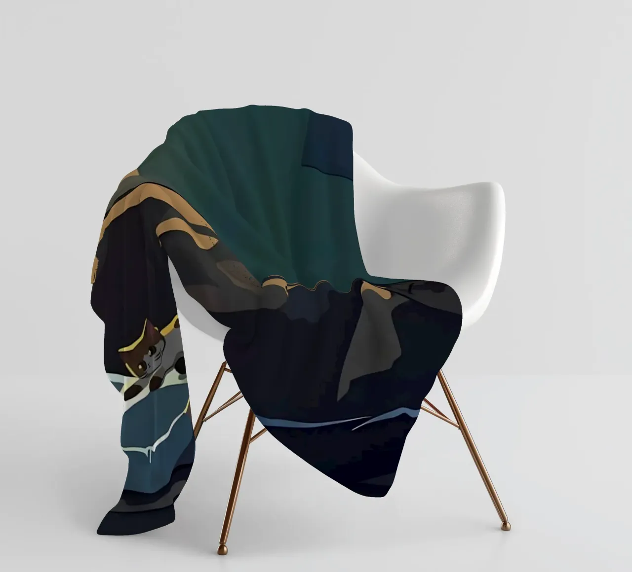 Dormire con il gatto di notte Lofi Art coperta in pile da LoFi Gallery