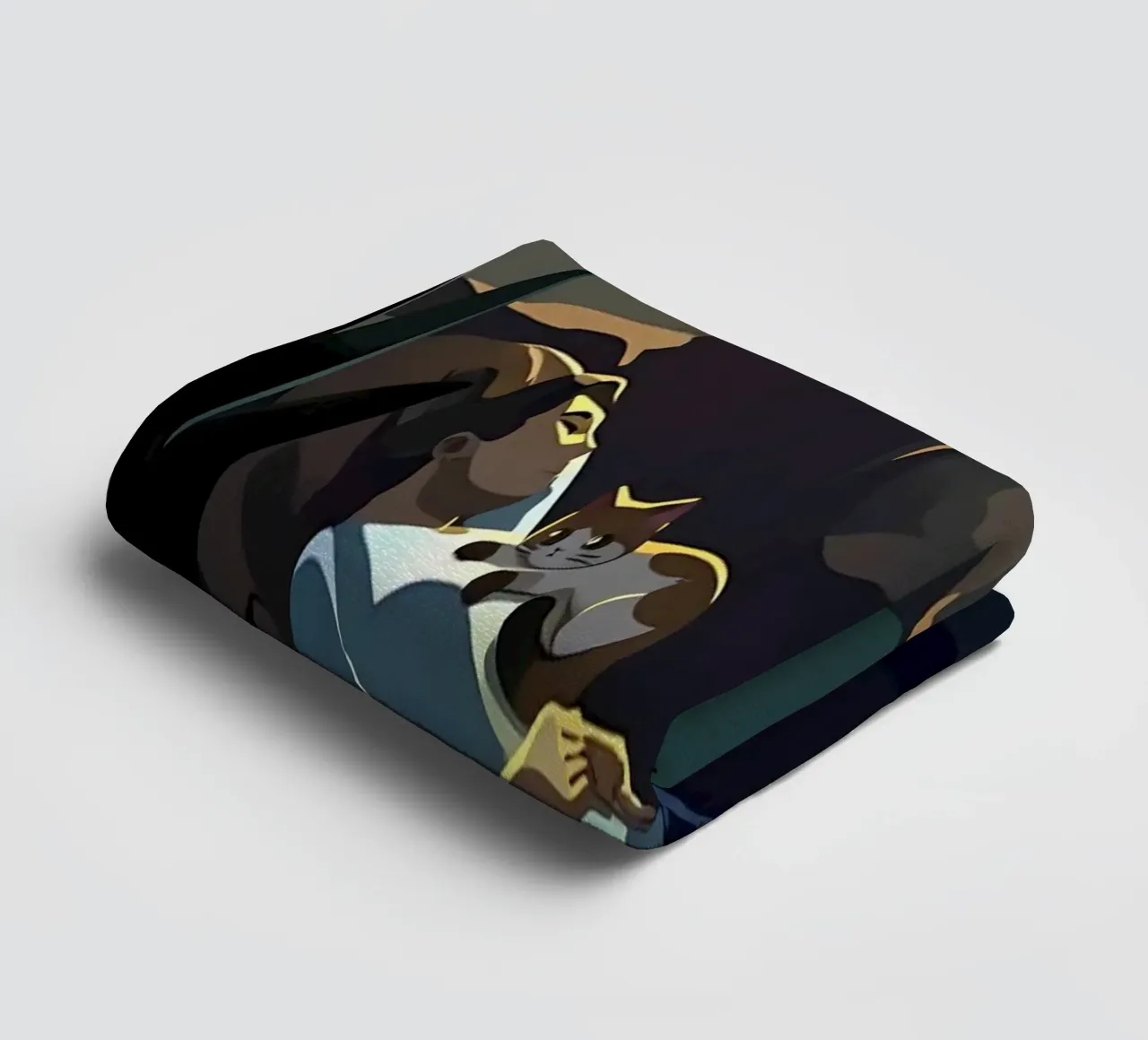 Dormire con il gatto di notte Lofi Art asciugamano da bagno da LoFi Gallery