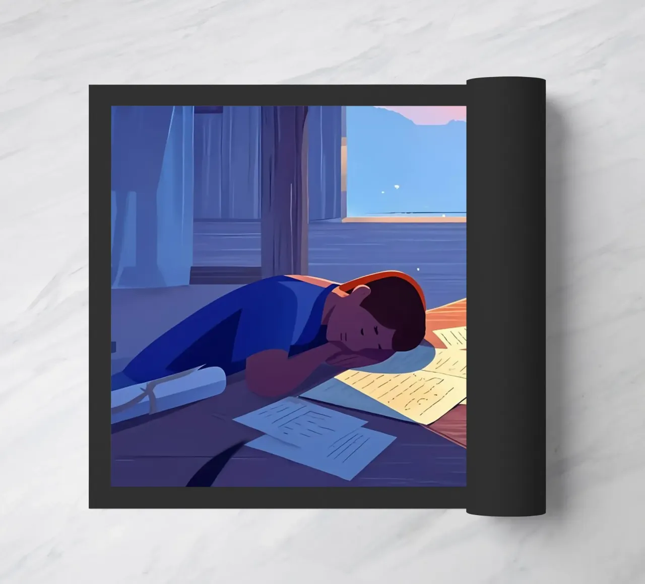 Luce del sole che sveglia uno scrittore al mattino Lofi Art zerbino da LoFi Gallery