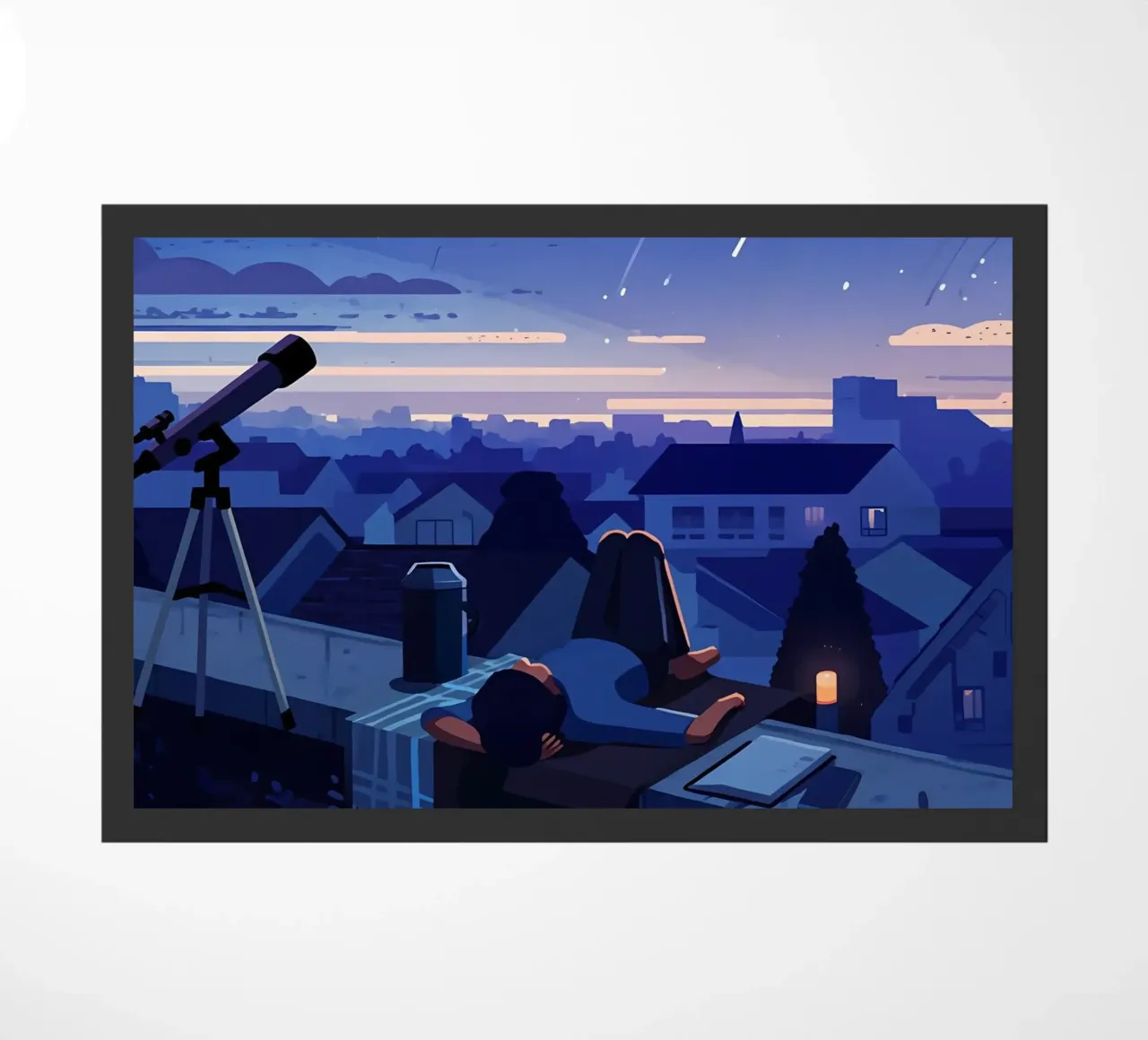 Guardando la pioggia di meteoriti nel cielo notturno Lofi Art zerbino da LoFi Gallery