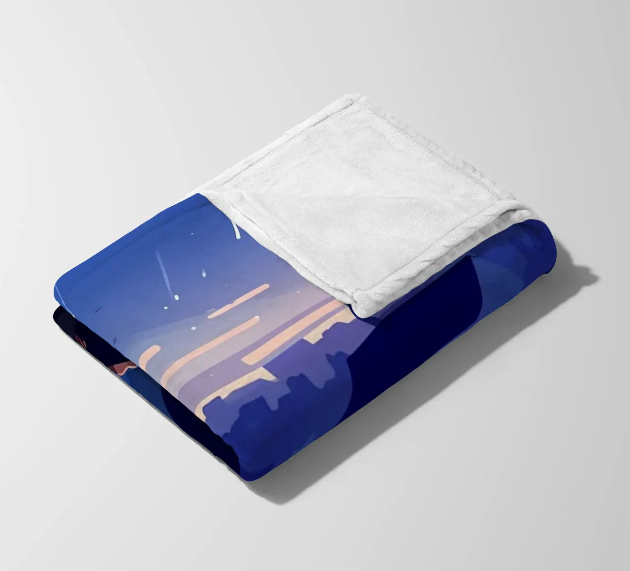 Kijken naar meteorenregen bij nacht Lofi Art fleecedeken van LoFi Gallery