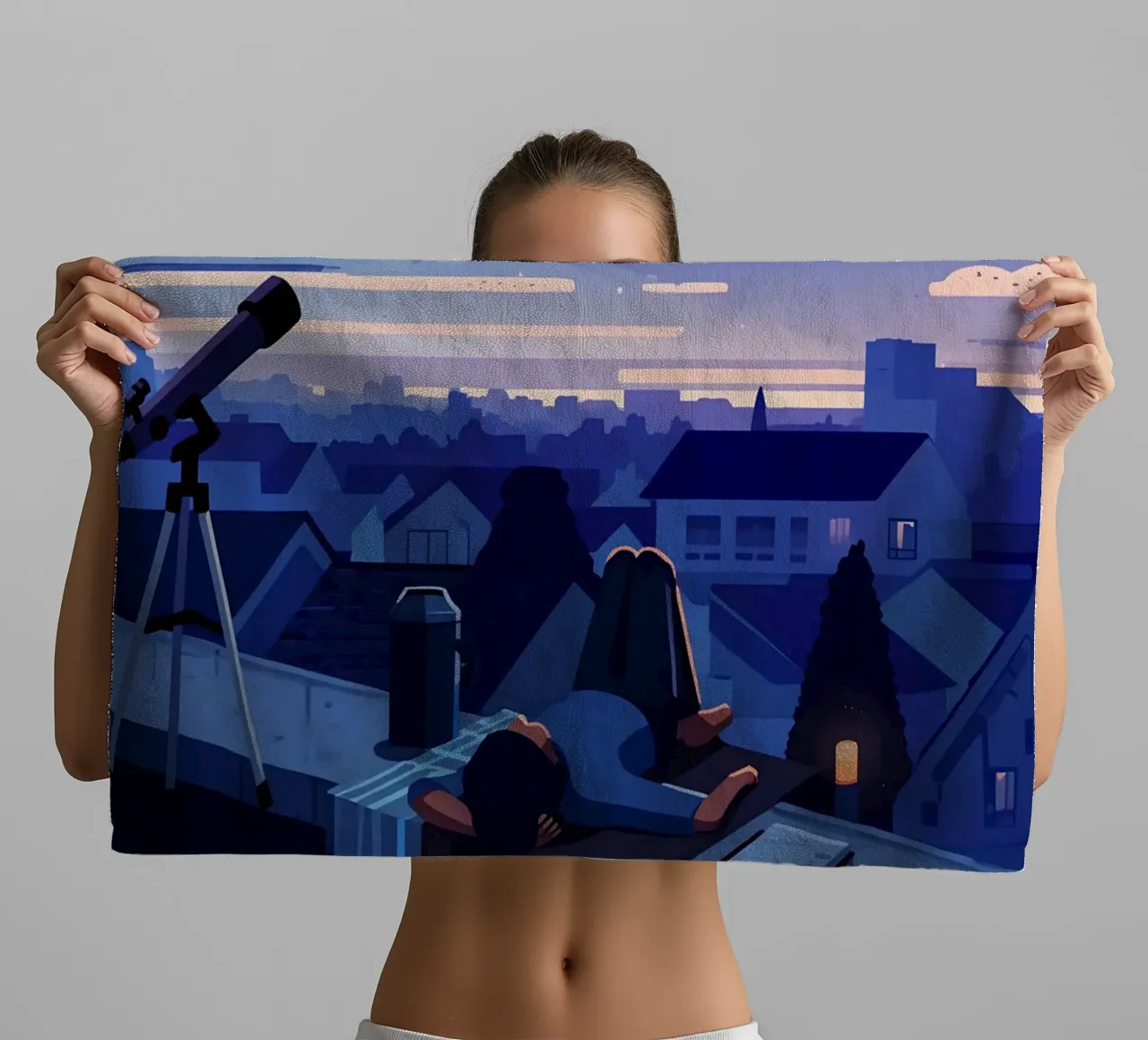 Looking AT Meteor Shower At Night Sky Lofi Art towel by LoFi Gallery