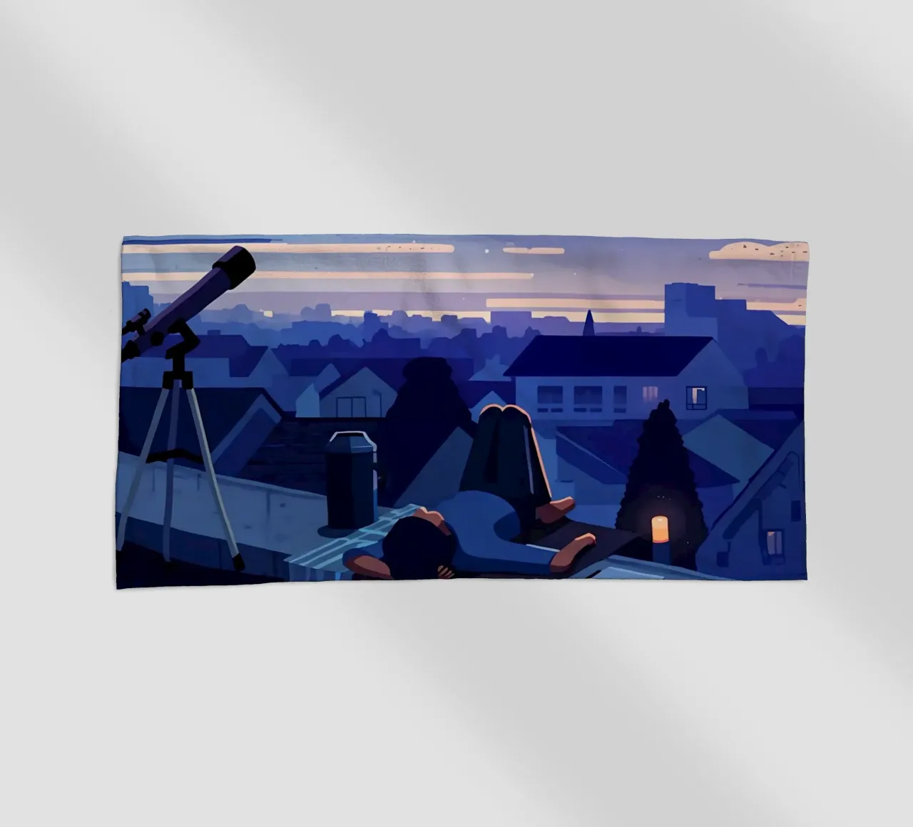Guardando la pioggia di meteoriti nel cielo notturno Lofi Art telo mare da LoFi Gallery