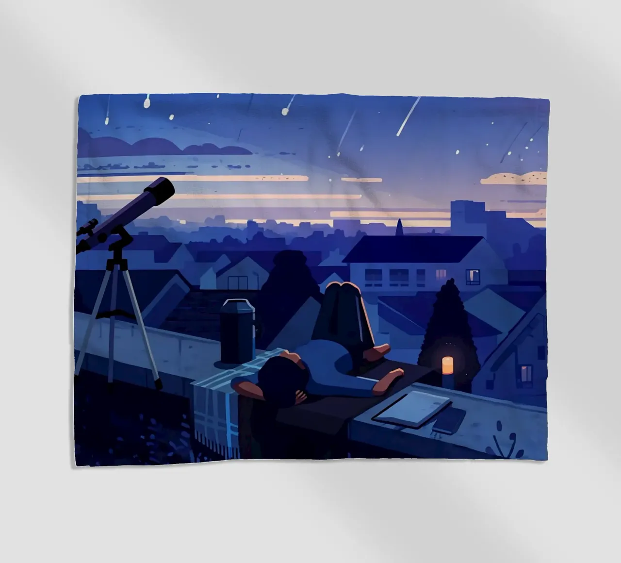 Guardando la pioggia di meteoriti nel cielo notturno Lofi Art telo mare da LoFi Gallery