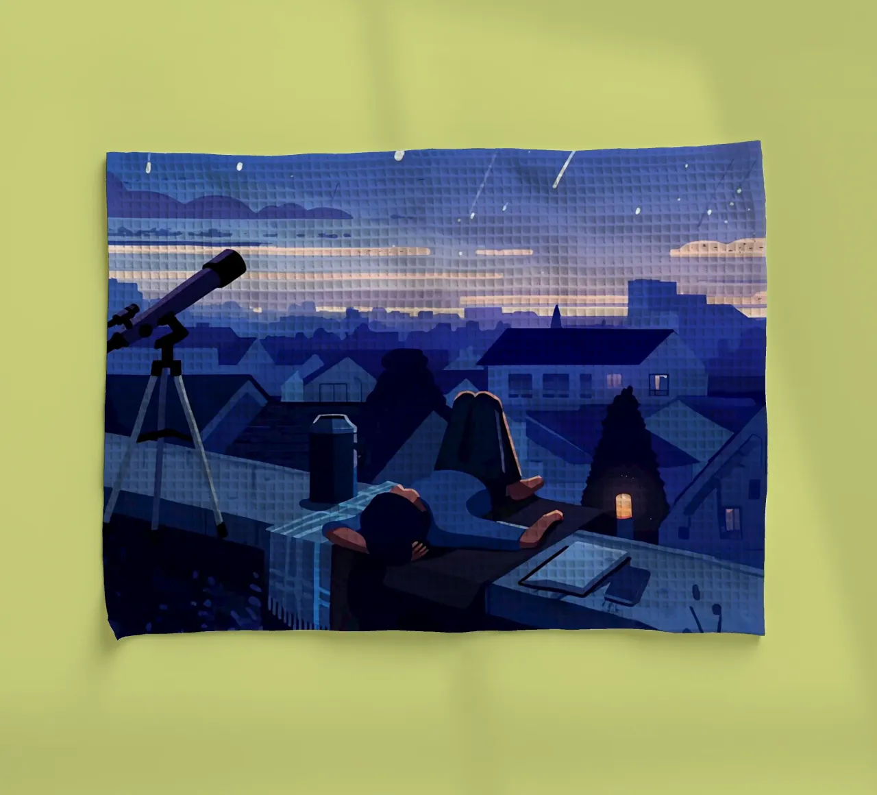 Guardando la pioggia di meteoriti nel cielo notturno Lofi Art canovaccio da cucina da LoFi Gallery
