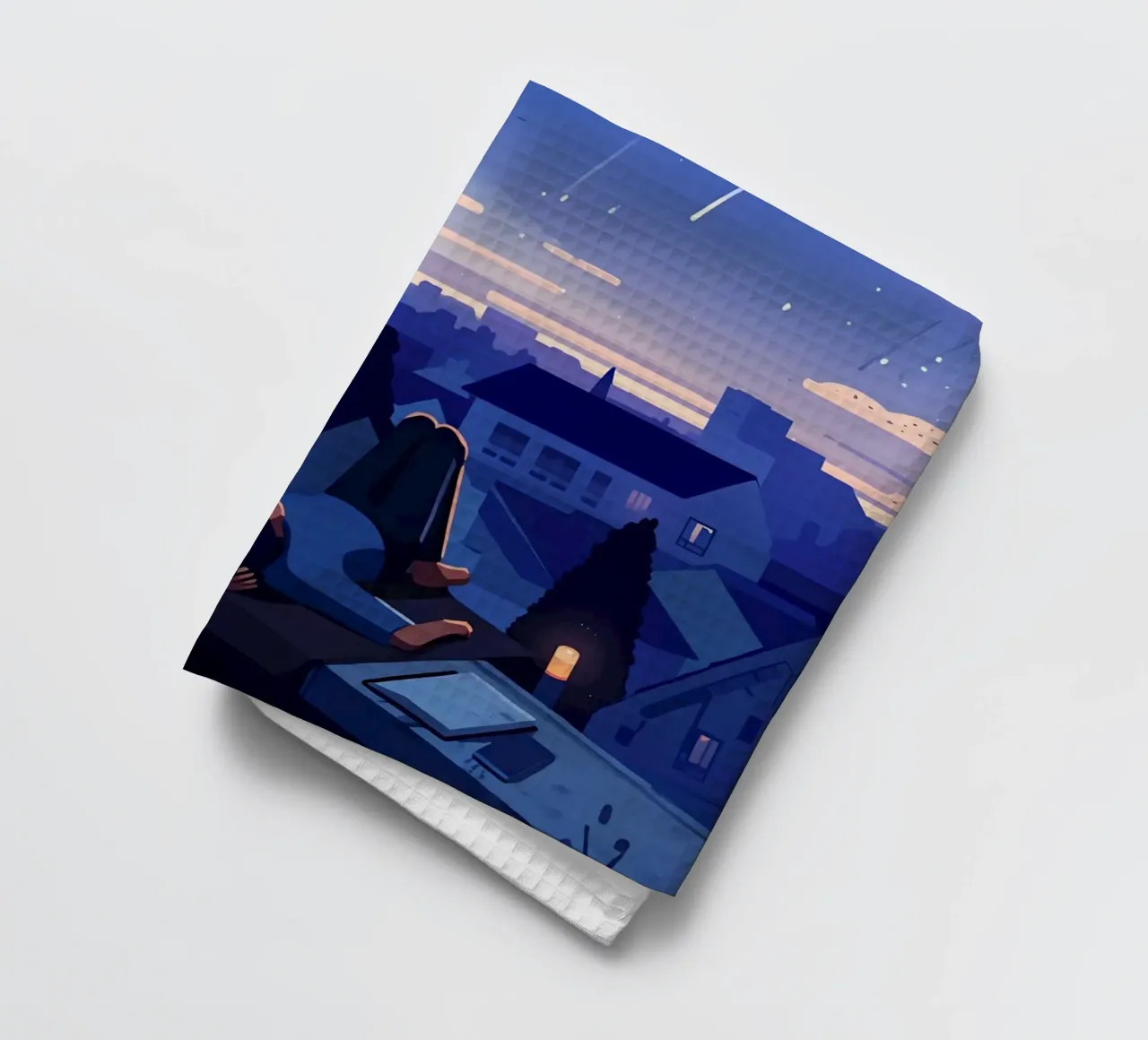 Guardando la pioggia di meteoriti nel cielo notturno Lofi Art canovaccio da cucina da LoFi Gallery