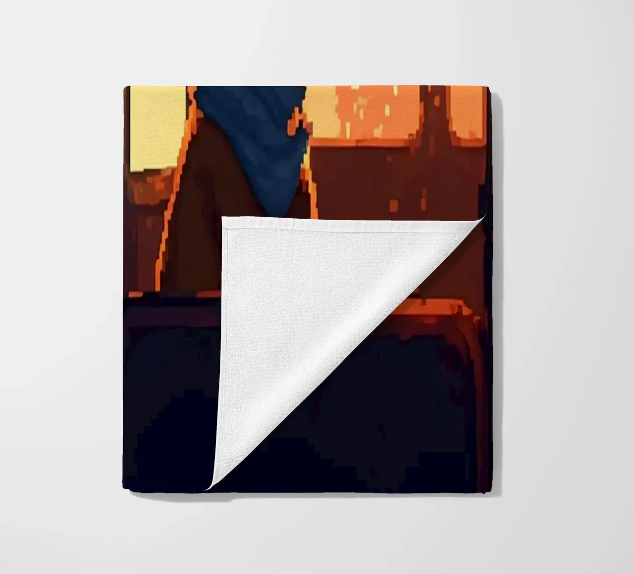 Ragazza all'interno di un treno in autunno Lofi Art telo mare da LoFi Gallery