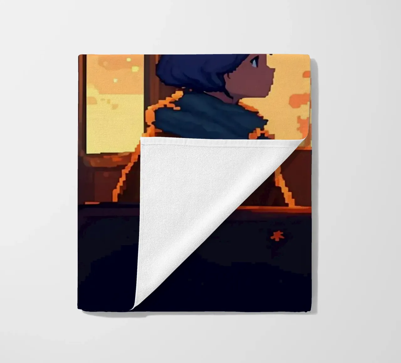 Ragazza all'interno di un treno in autunno Lofi Art telo mare da LoFi Gallery