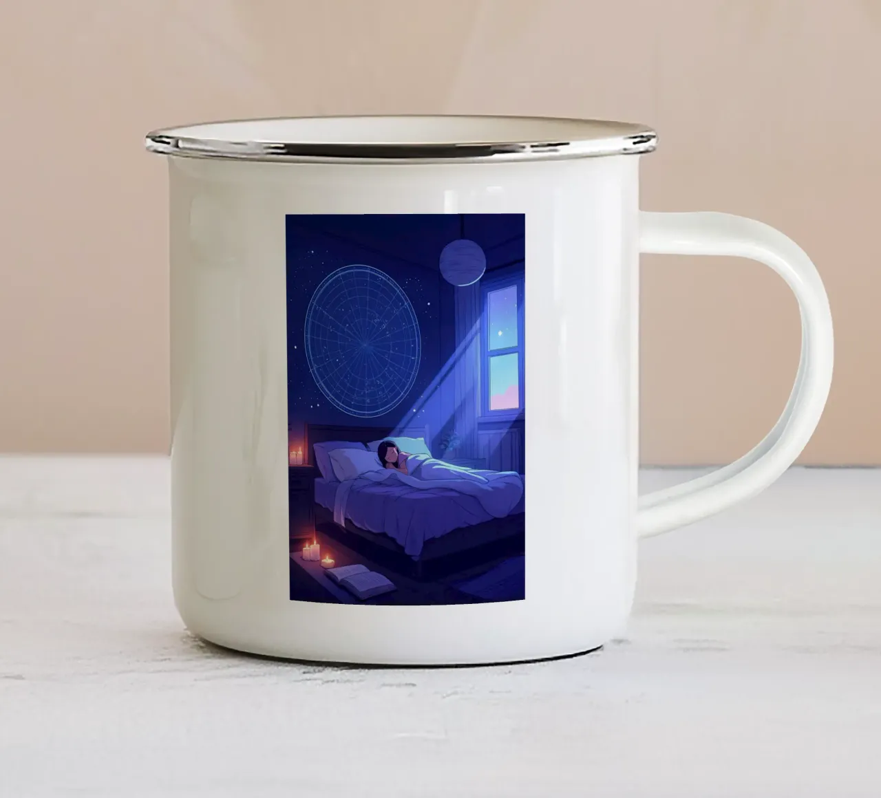 Dormire al chiaro di luna Lofi Art tazza in smalto da LoFi Gallery