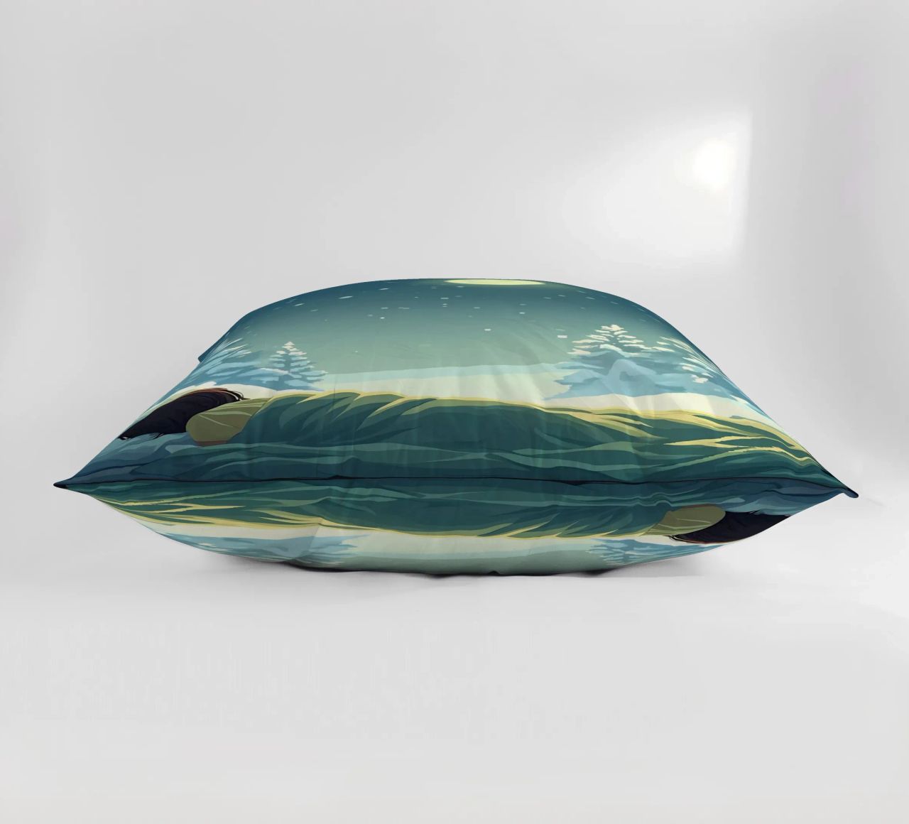 Dormir sous la lune en hiver Nuit Lofi Art coussin de LoFi Gallery