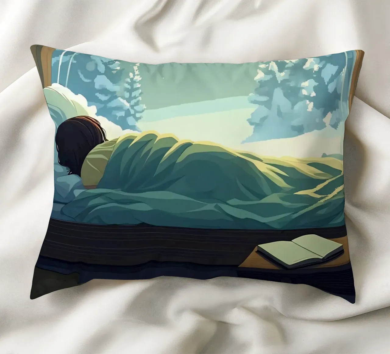 Dormire sotto la luna in inverno notte Lofi Art cuscino da LoFi Gallery