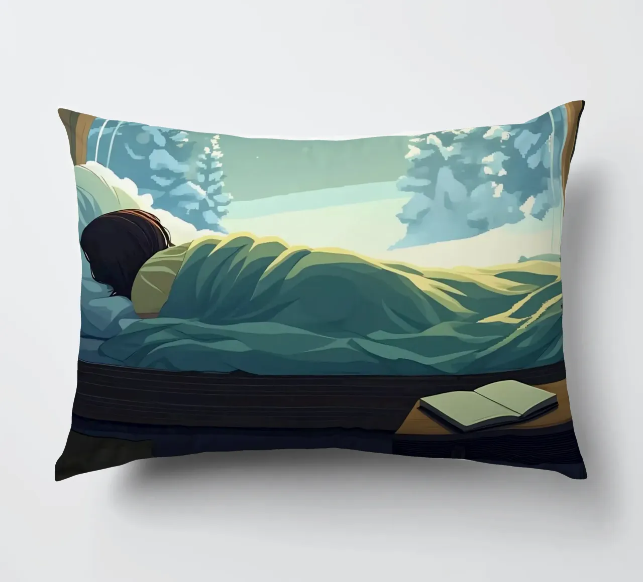 Dormire sotto la luna in inverno notte Lofi Art cuscino da LoFi Gallery
