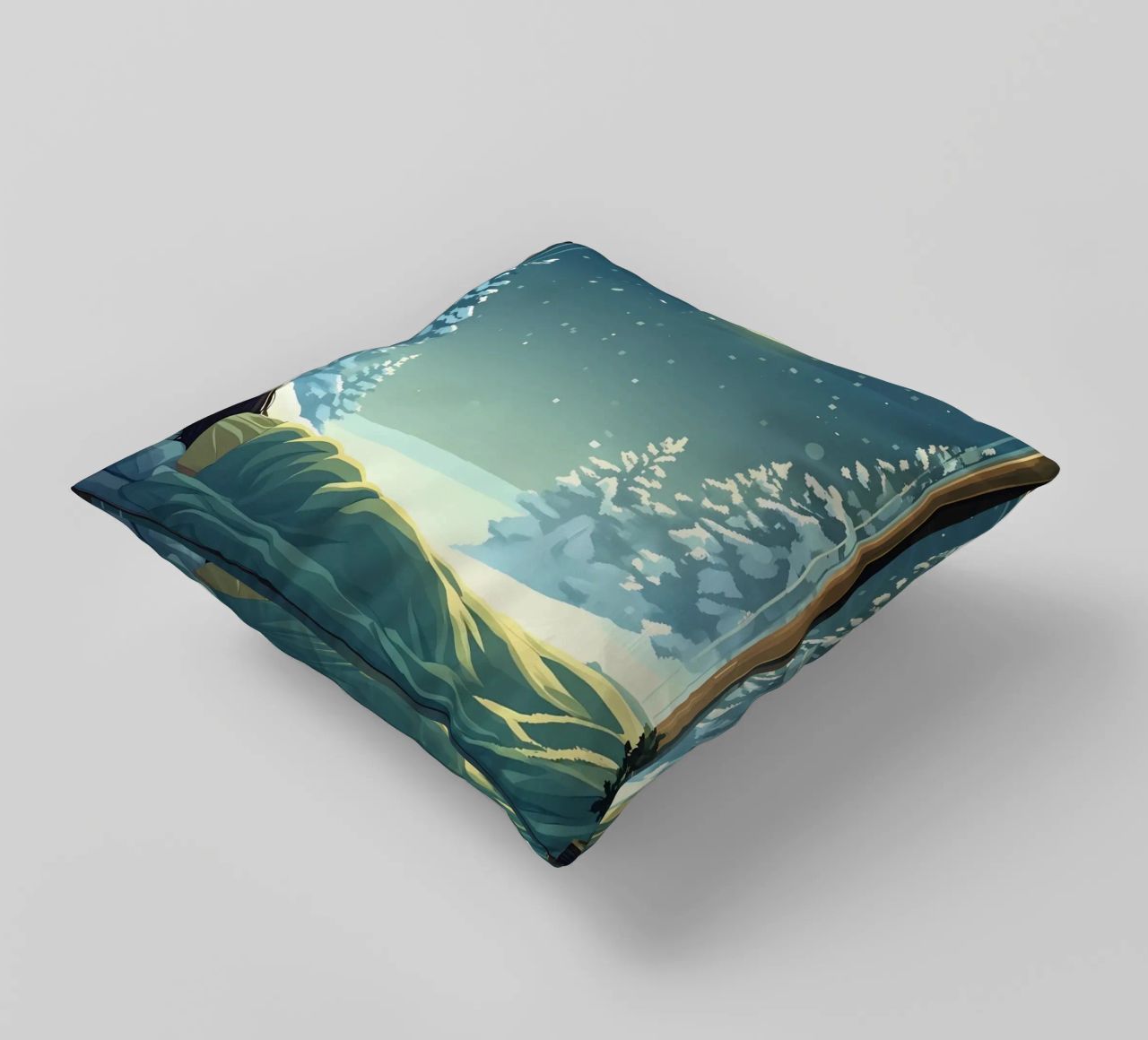 Dormir sous la lune en hiver Nuit Lofi Art coussin de LoFi Gallery