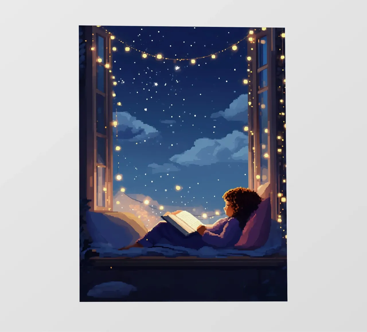 Lecture sous la nuit des festivals Lofi Art bâche pvc de LoFi Gallery