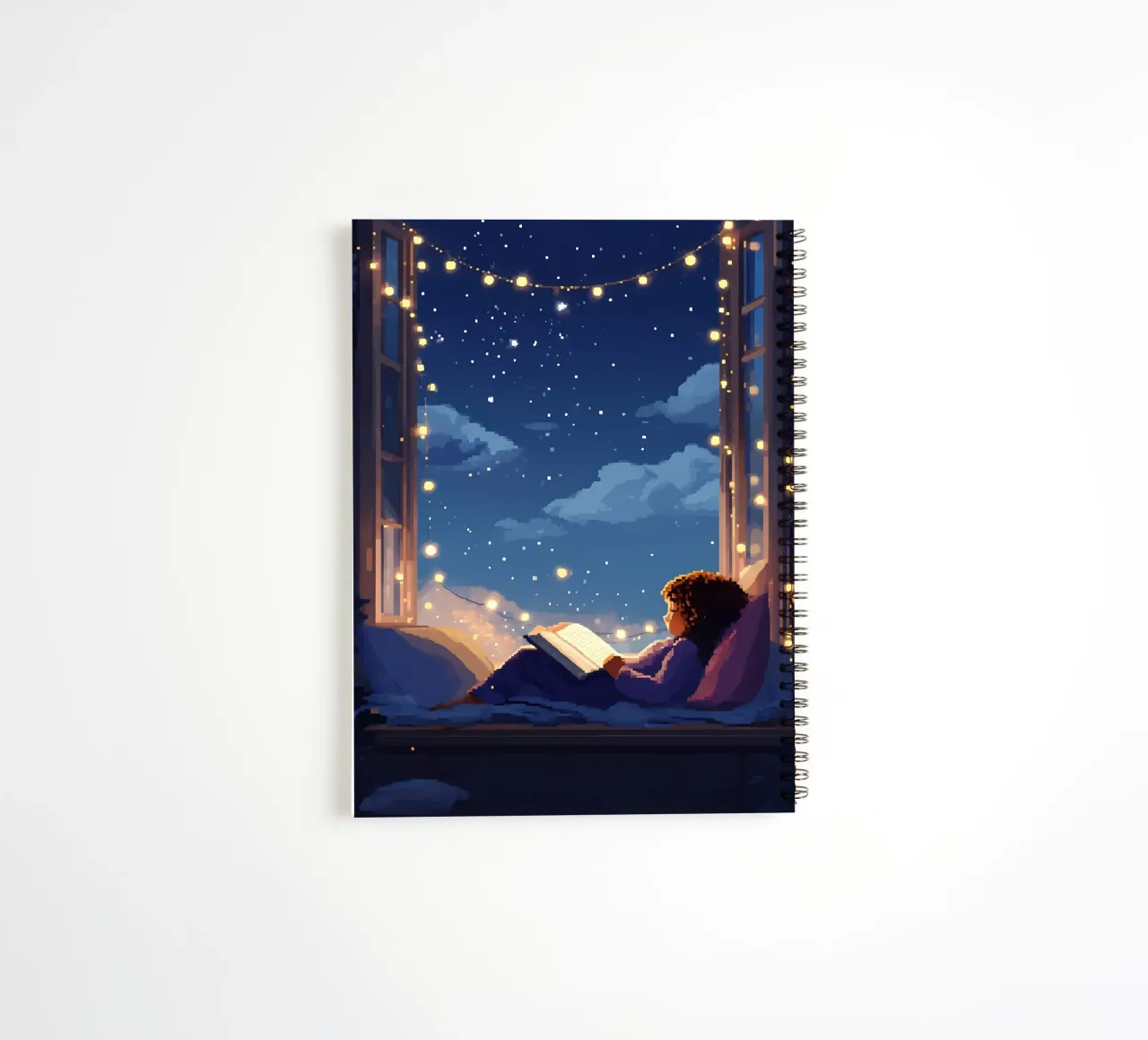 Reading Under The Festival Night Lofi Art spiral notebook by LoFi Gallery