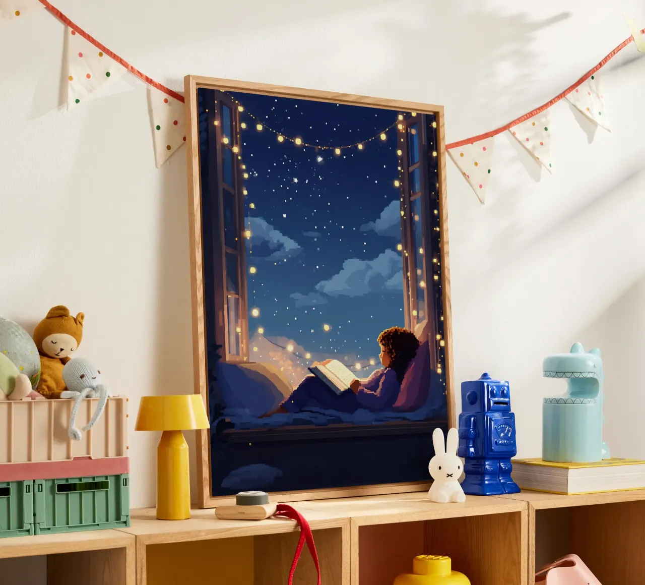 Reading Under The Festival Night Lofi Art acrylic glass by LoFi Gallery