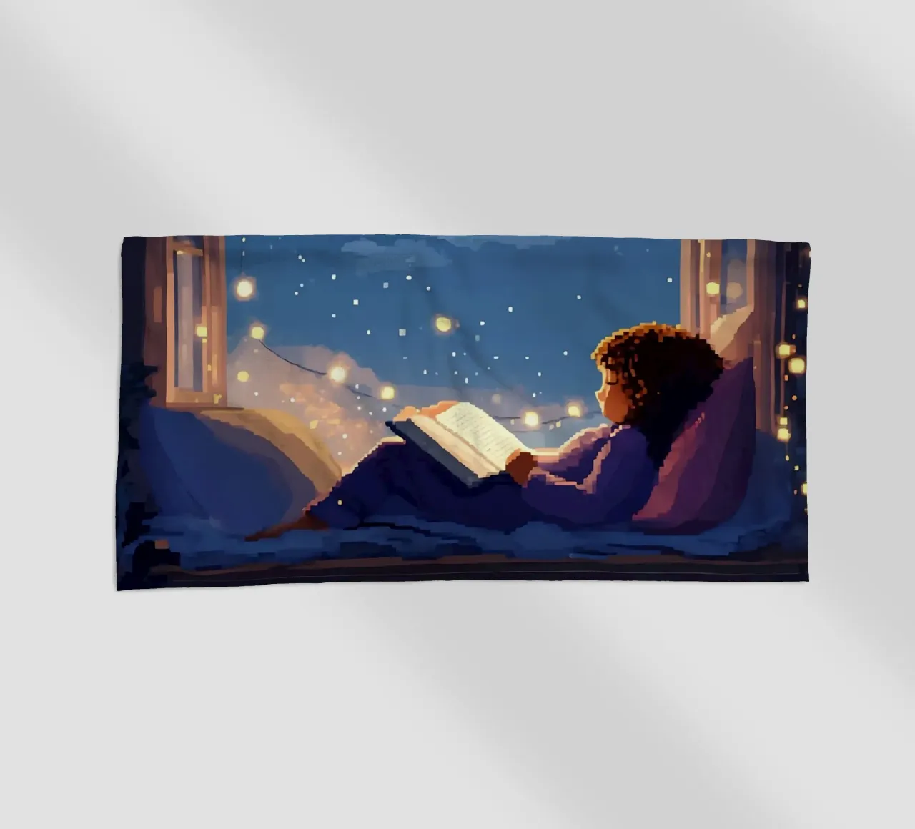 Lecture sous la nuit des festivals Lofi Art serviette de plage de LoFi Gallery