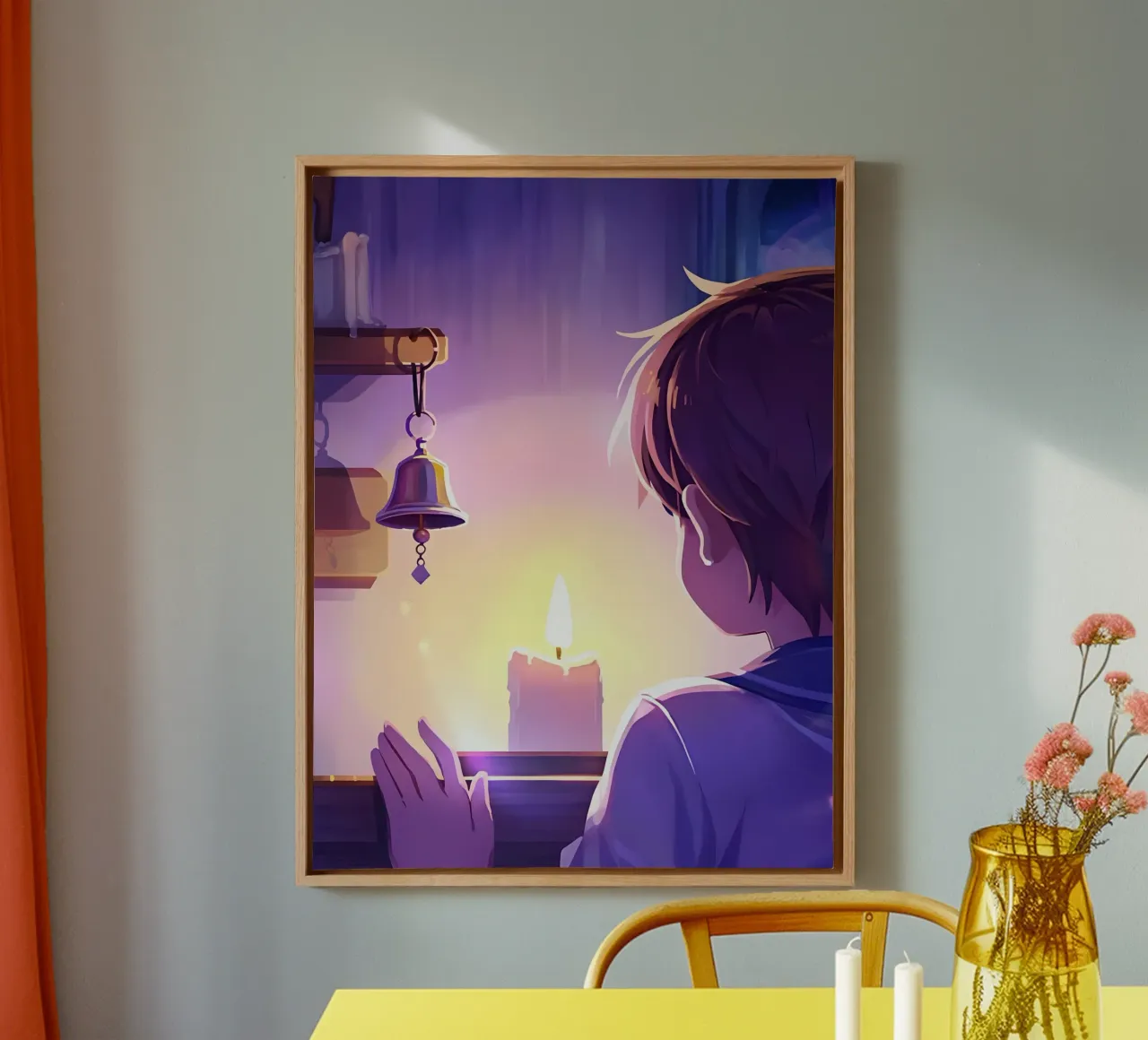 Kind met kaarssterren Lofi Art canvas met Baklijst van LoFi Gallery